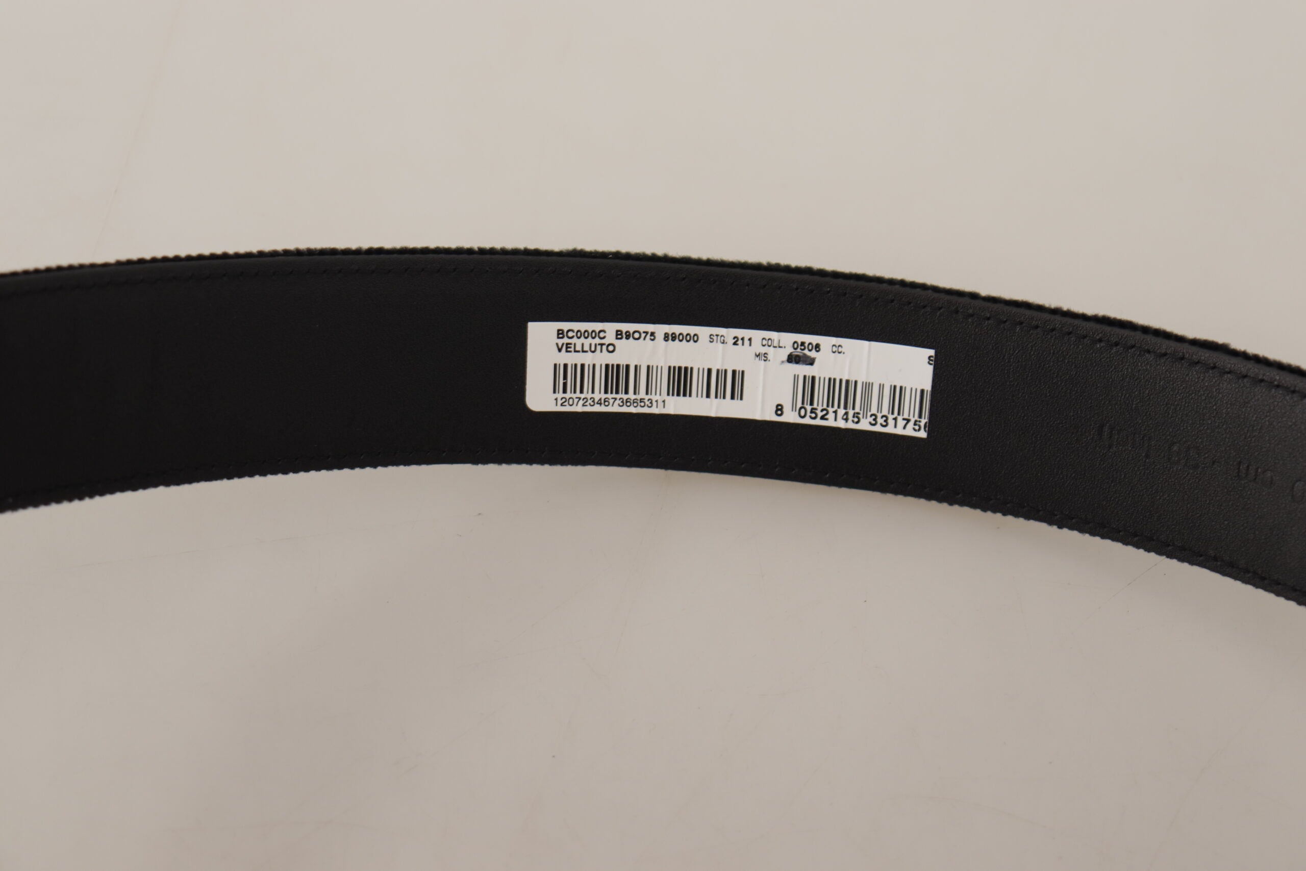 Black Velvet Silver Logo Engraved Metal Buckle Belt - ventzia