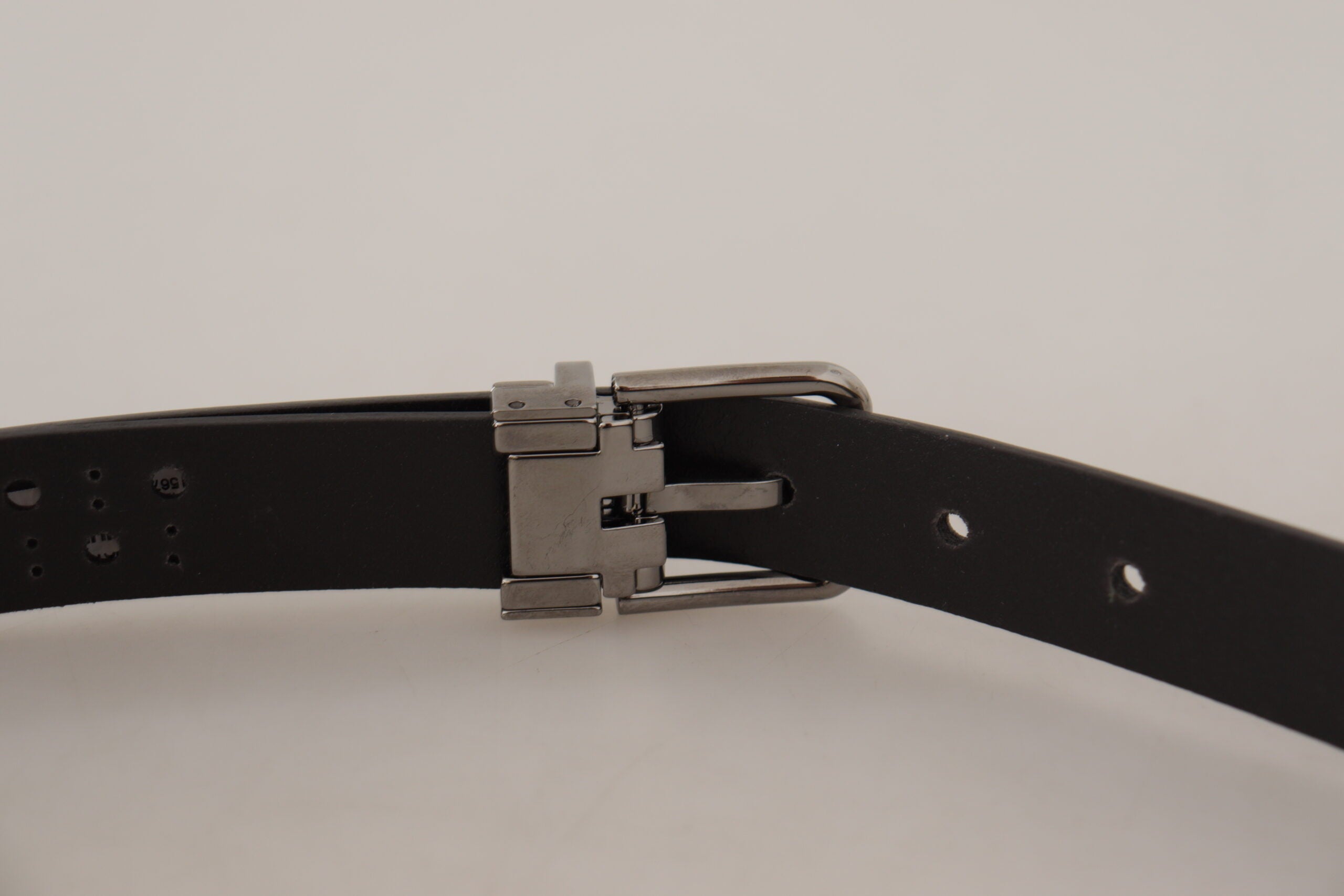 Dark Purple Perforated Leather Metal Buckle Belt - ventzia