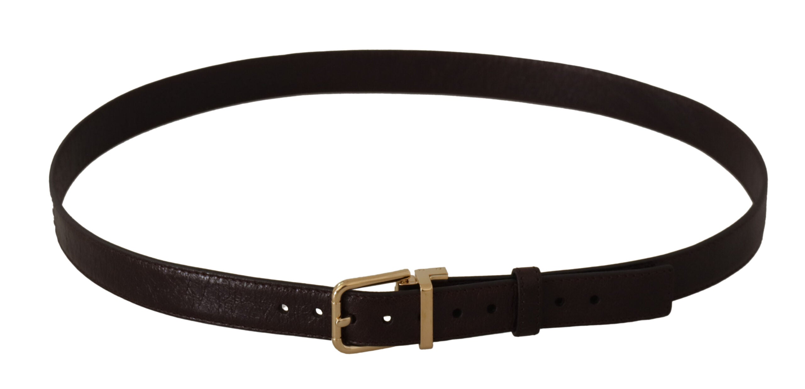 Brown Leather Gold Metal Buckle Belt - ventzia