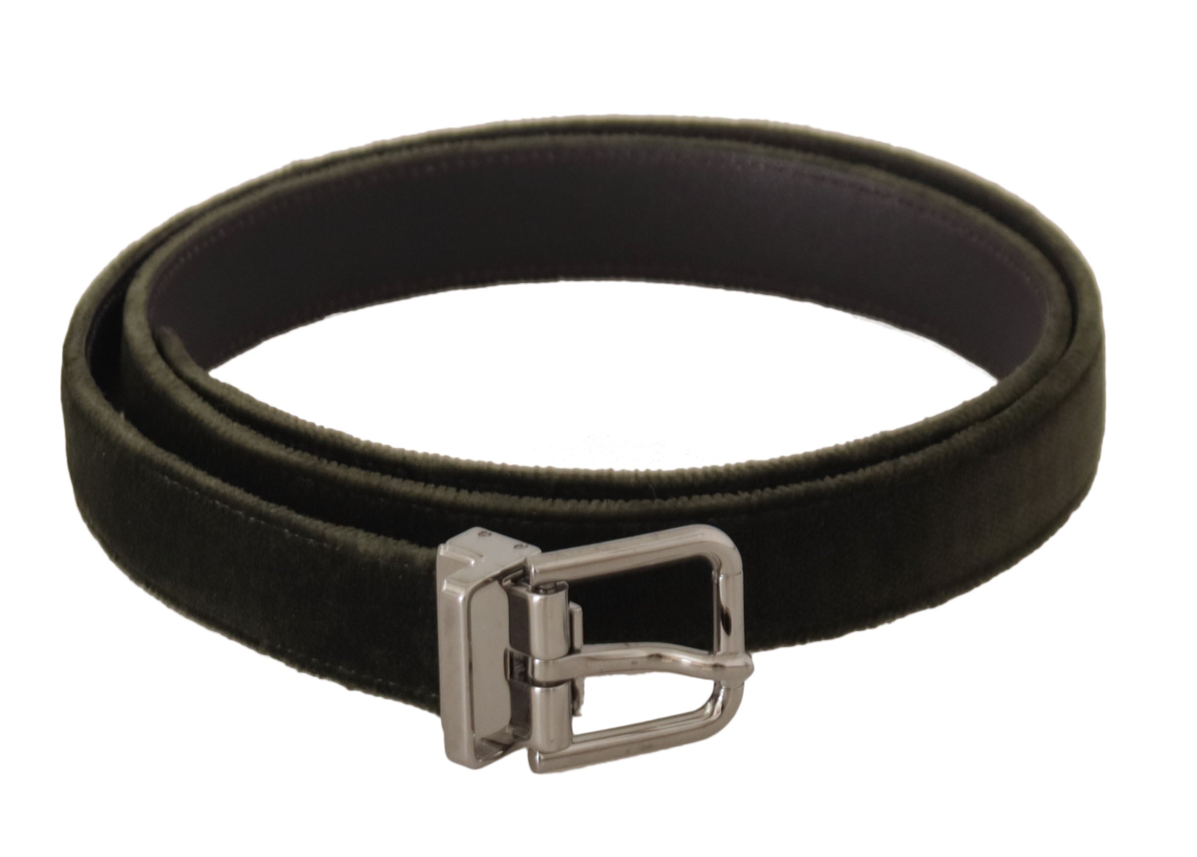 Green Velvet Silver Tone Metal Buckle Belt - ventzia