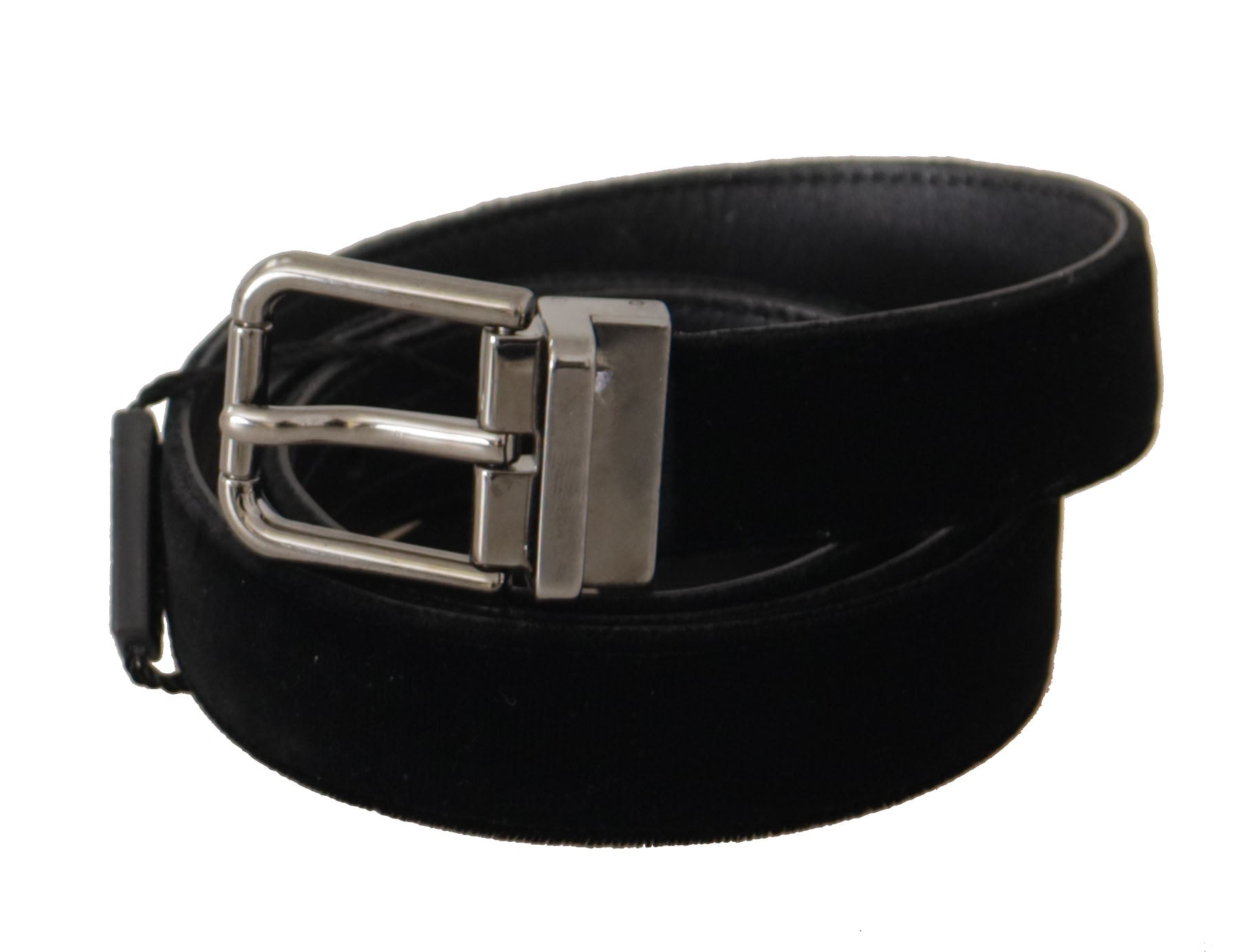 Black Cotton Silver Tone Metal Buckle Belt - ventzia