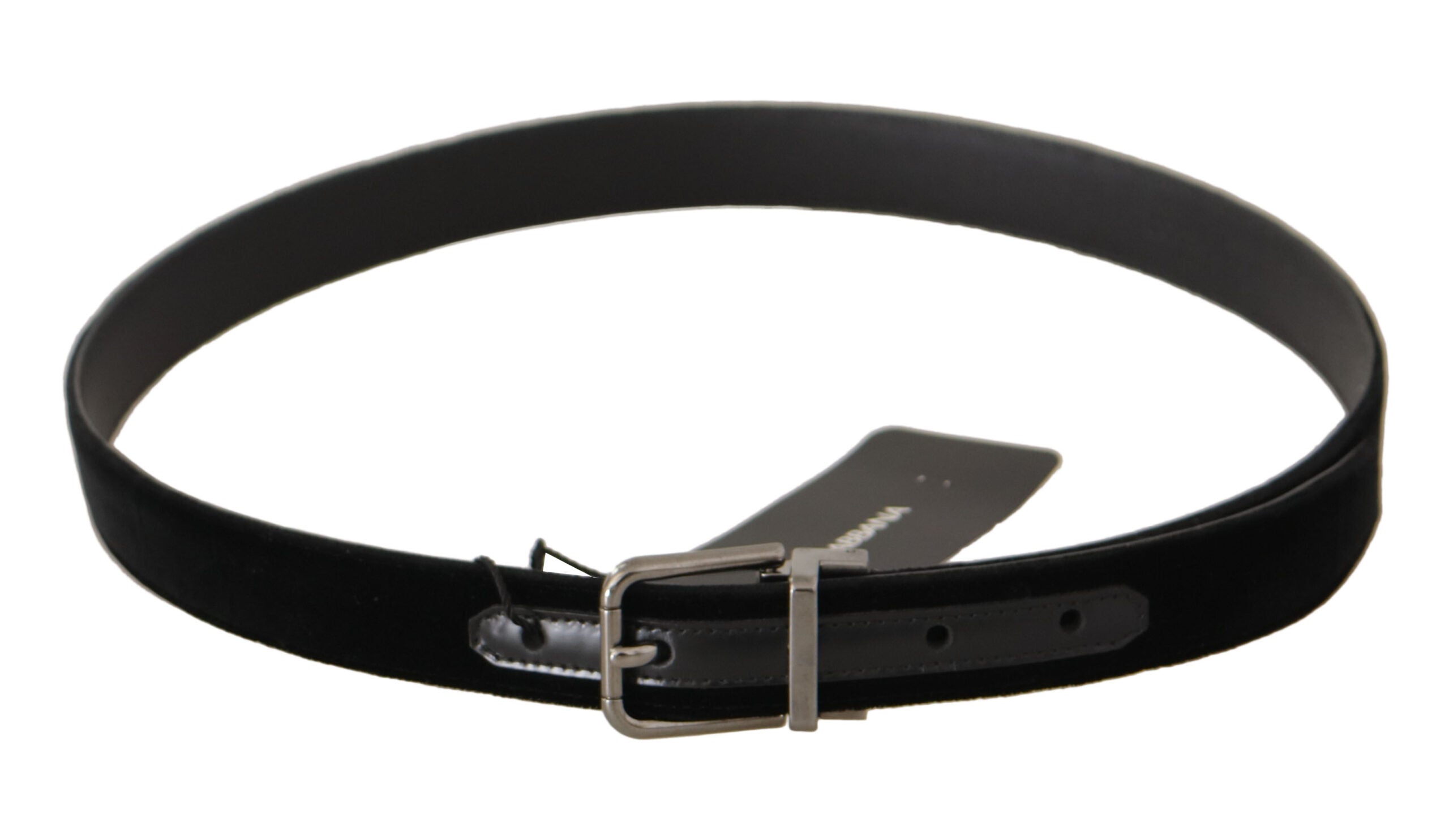 Black Cotton Silver Tone Metal Buckle Belt - ventzia