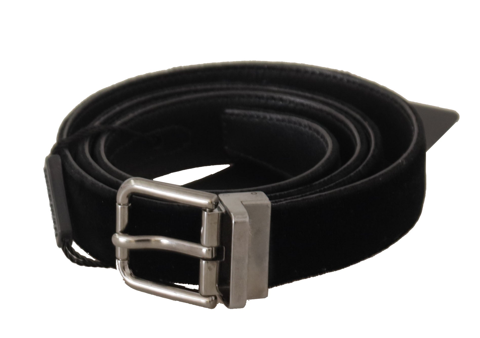 Black Cotton Silver Tone Metal Buckle Belt - ventzia