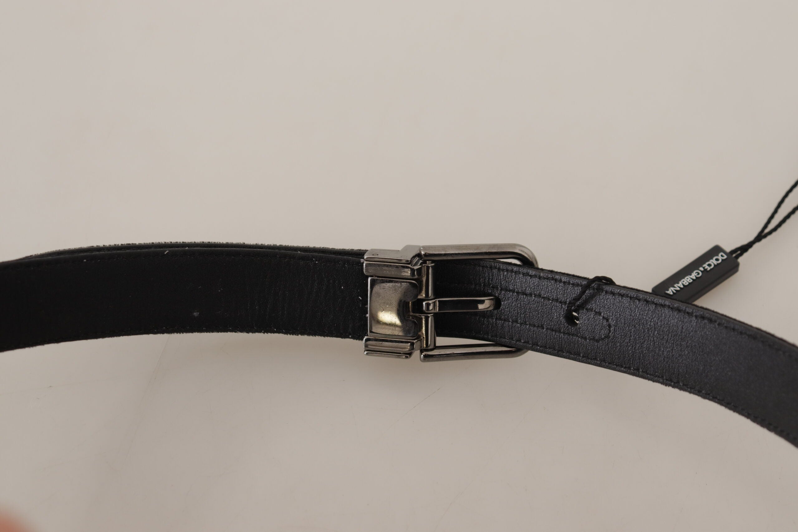 Black Cotton Silver Tone Metal Buckle Belt - ventzia