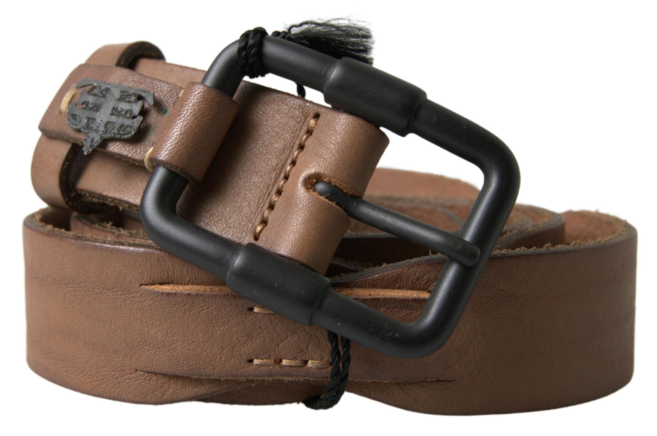 Brown Leather Metal Buckle Waist Men Belt - ventzia