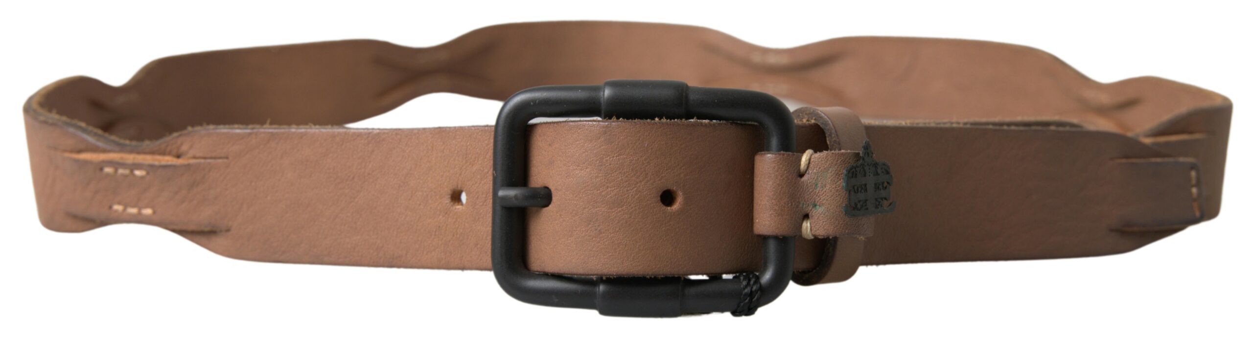 Brown Leather Metal Buckle Waist Men Belt - ventzia