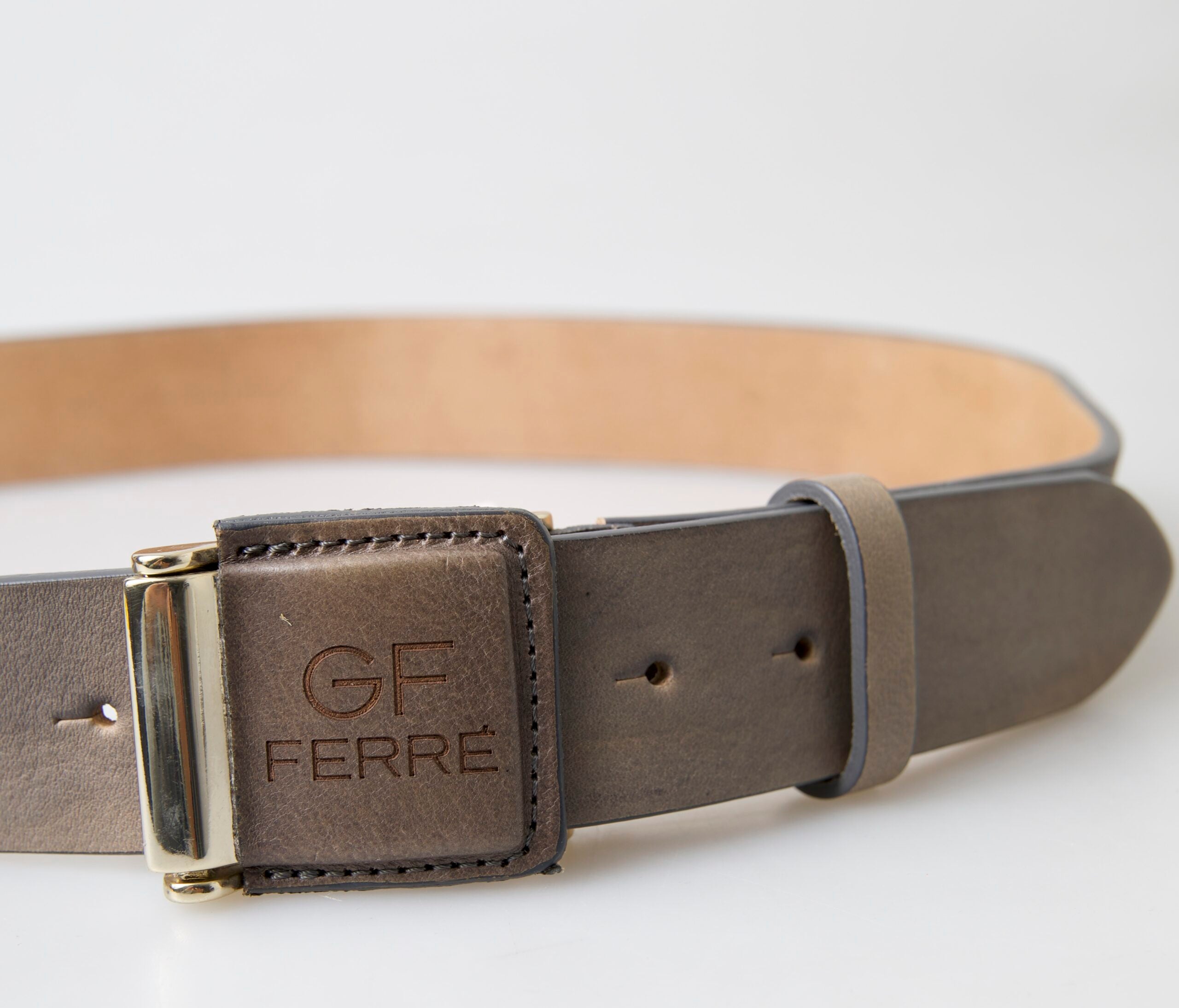 Brown Leather Fashion Logo Buckle Waist Belt - ventzia