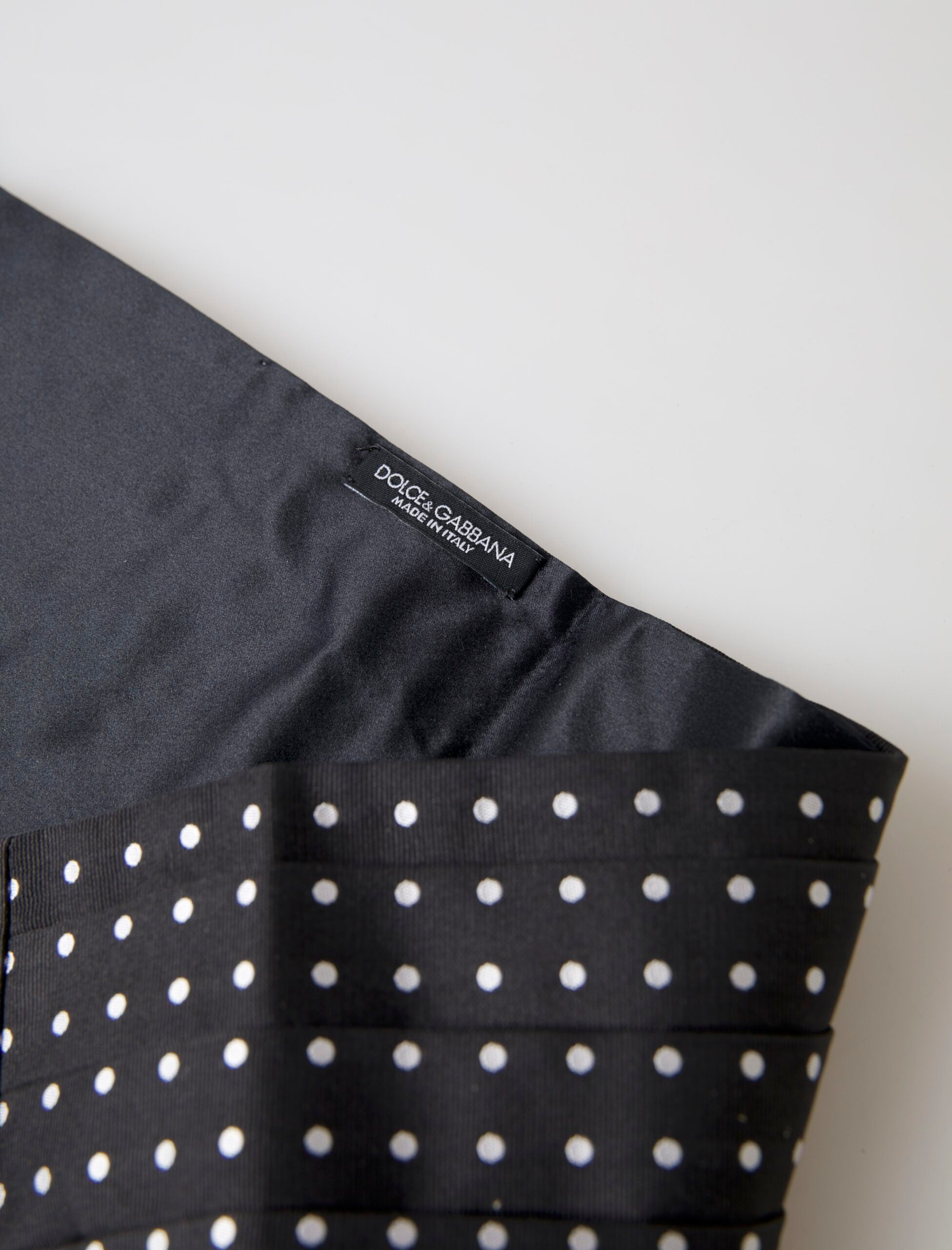 Black Silk Polka Waist Tuxedo Belt Cummerbund - ventzia
