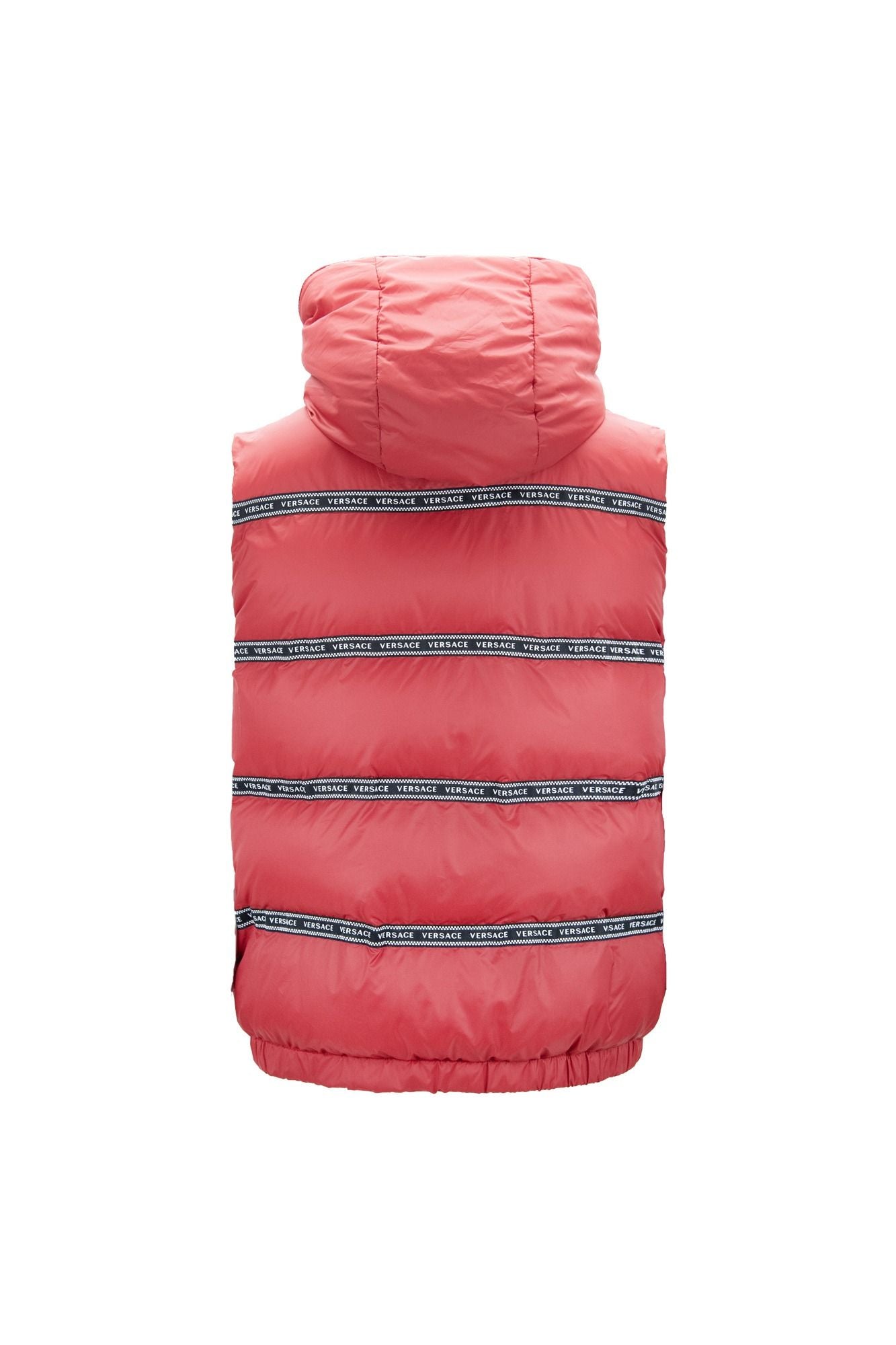 Elegant Red Versace Logo Vest with Detachable Hood - ventzia