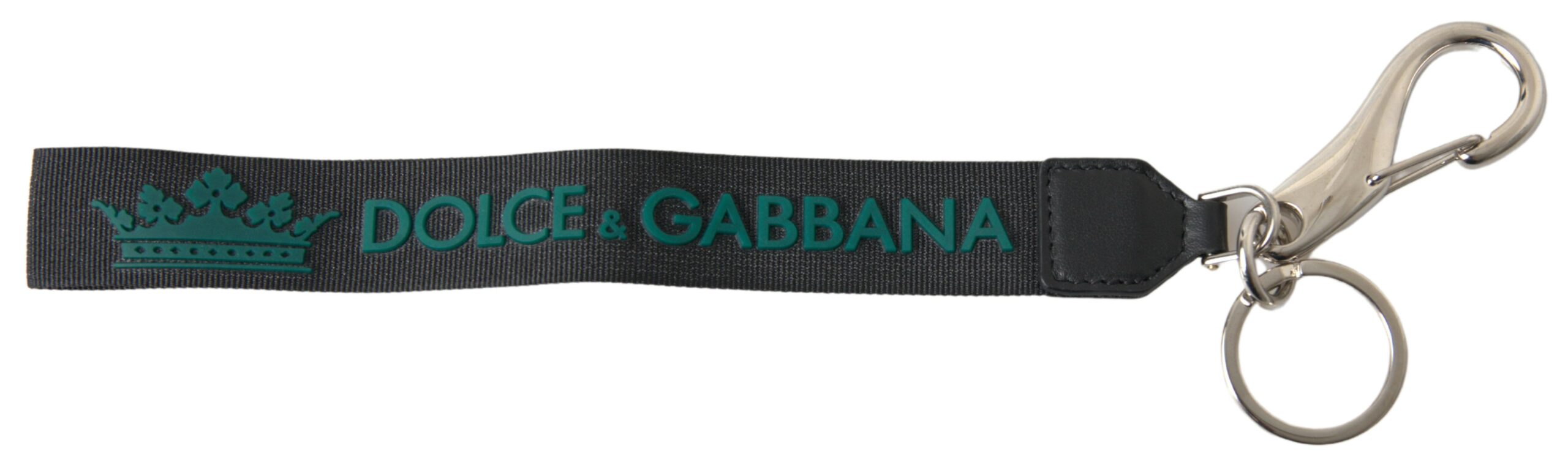 Black DG Logo Rubber Silver Tone Metal Keychain - ventzia