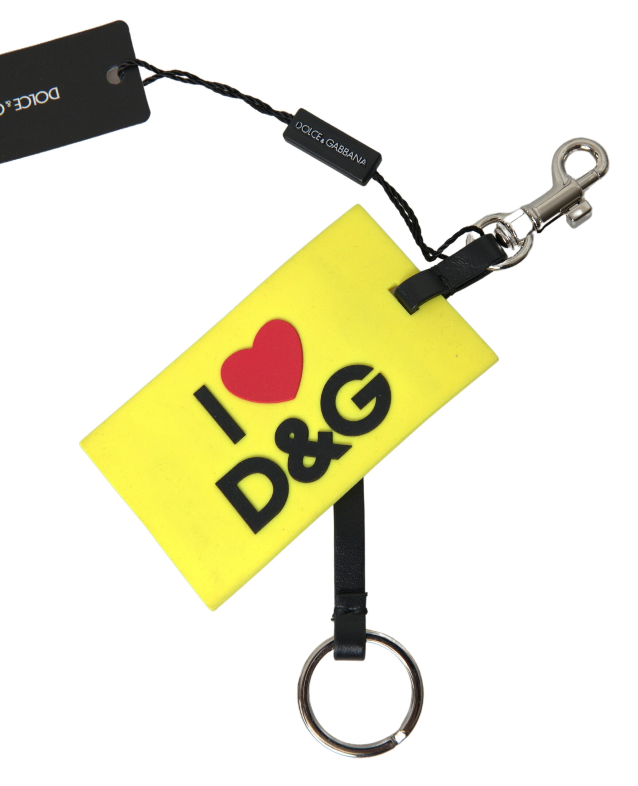 Yellow Silicone DG Logo Gold Brass Keyring Keychain - ventzia