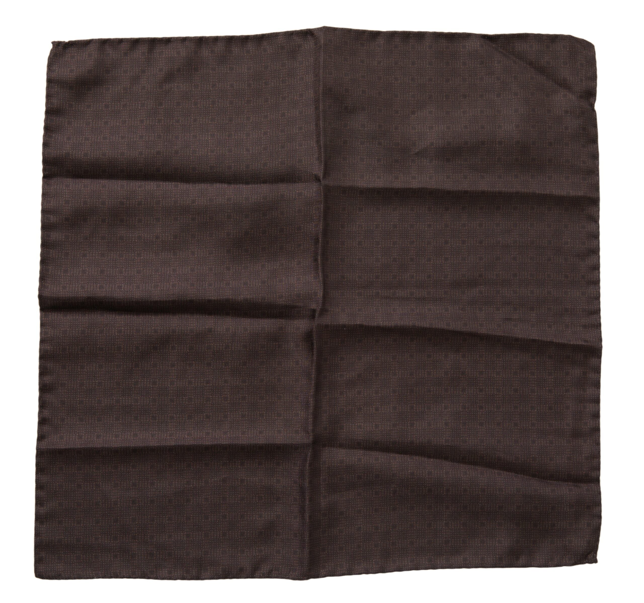 Brown Patterned Silk Square Handkerchief Scarf - ventzia