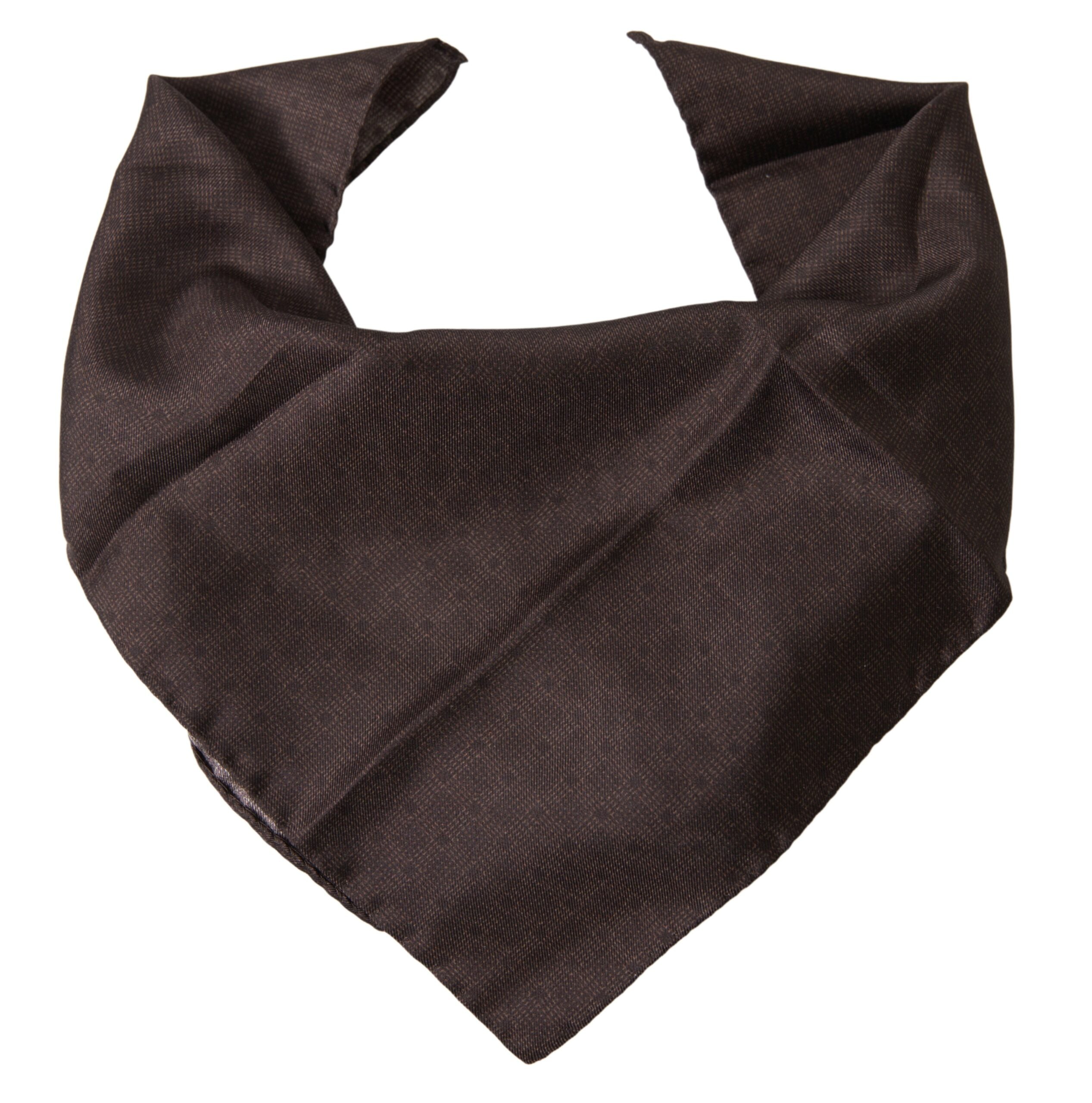 Brown Patterned Silk Square Handkerchief Scarf - ventzia