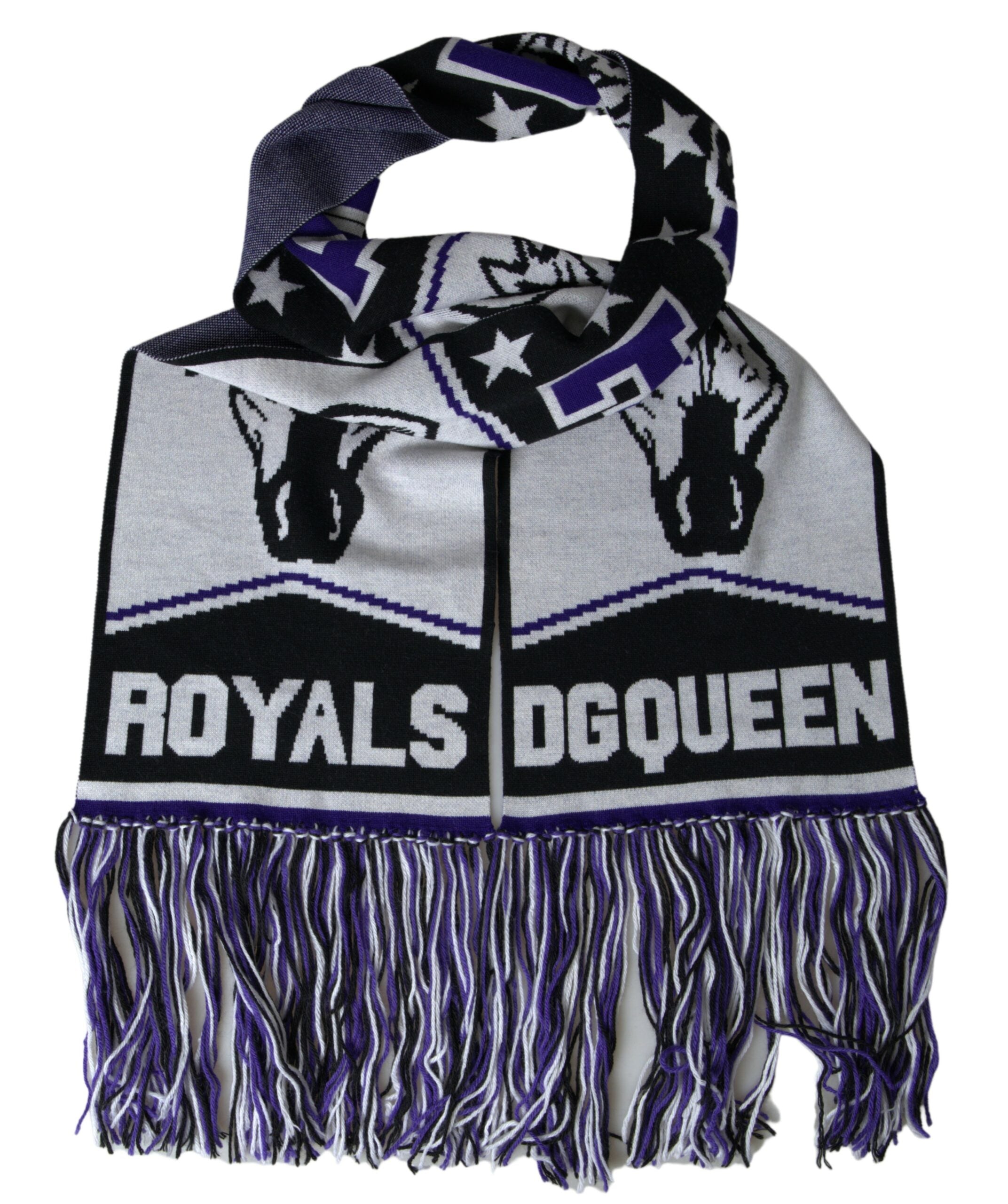 Multicolor Wool DG Queen Wrap Fringe Scarf - ventzia