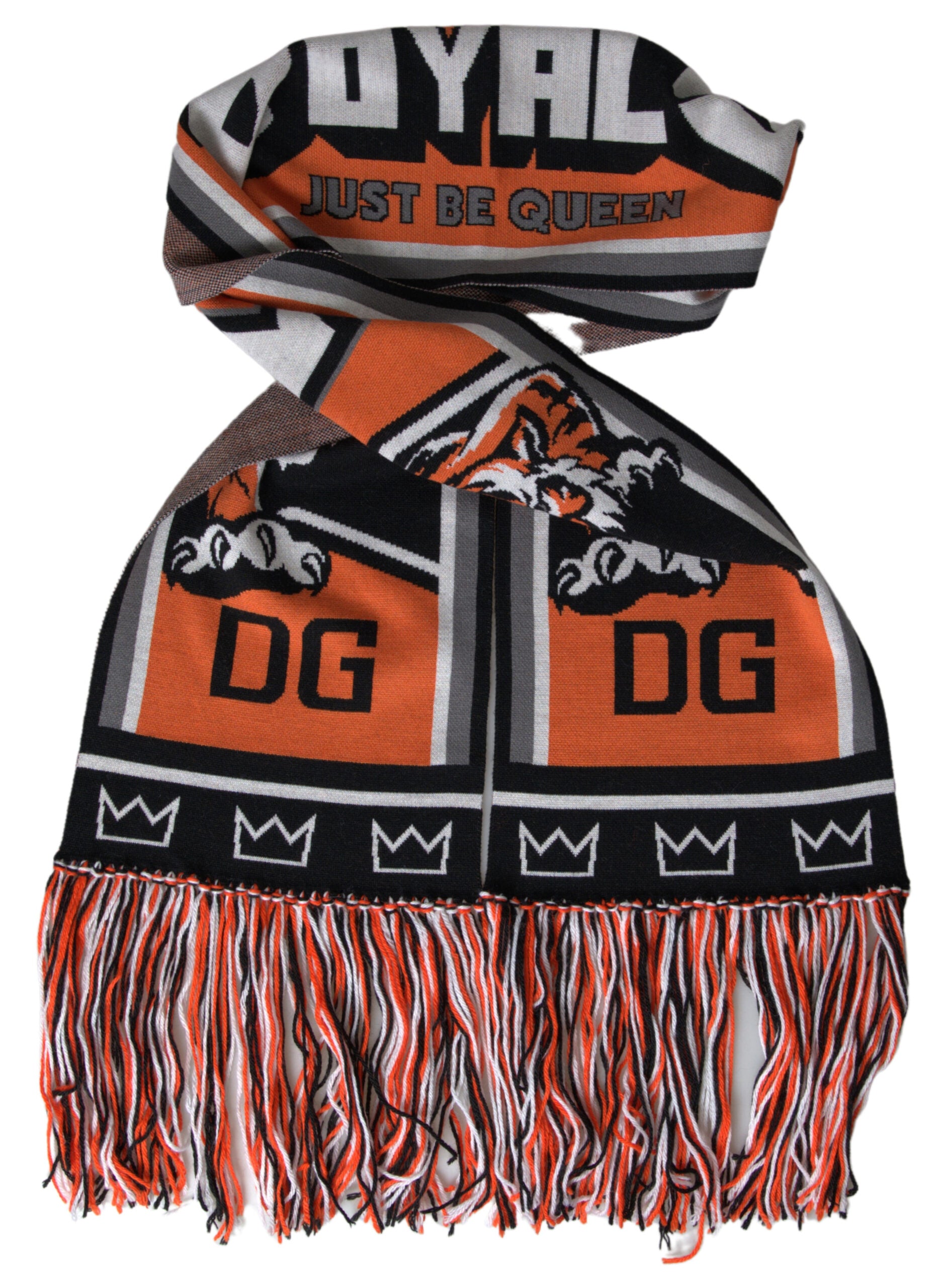 Multicolor Wool DG Royals Wrap Fringe Scarf - ventzia