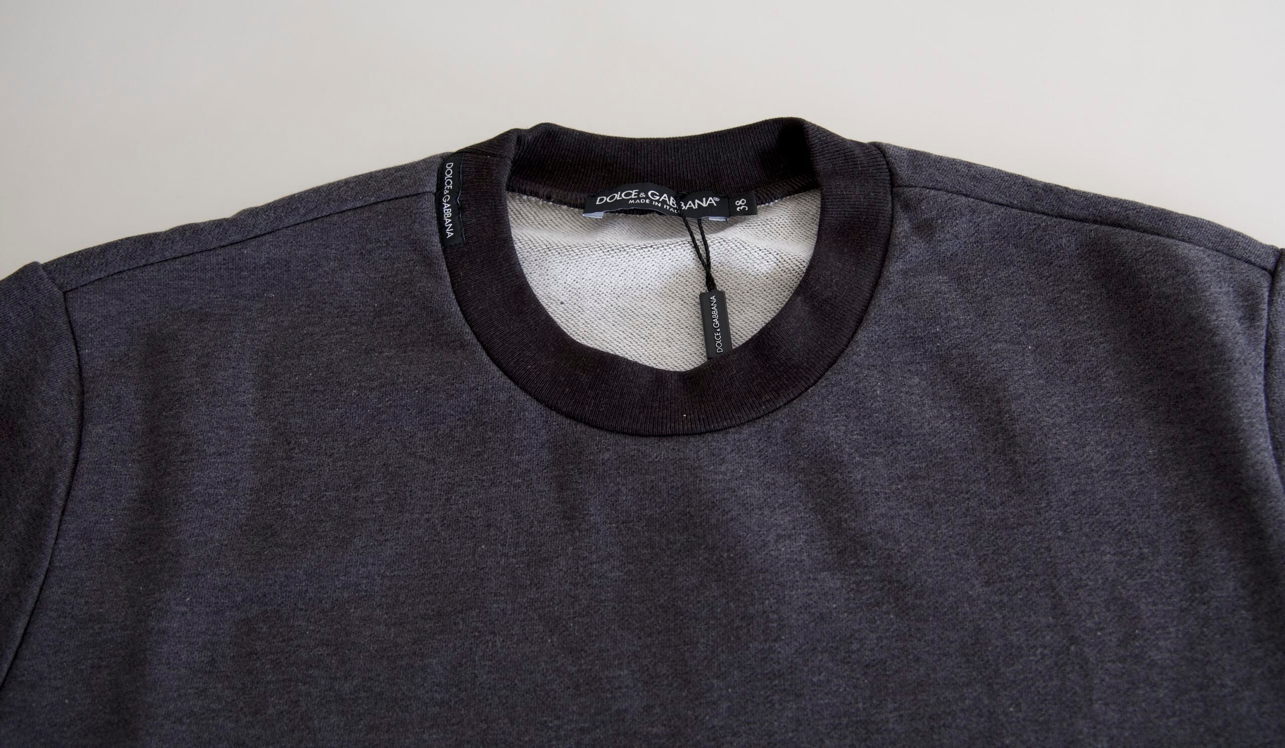 Dark Gray Cotton Crew Neck Pullover Sweater - ventzia