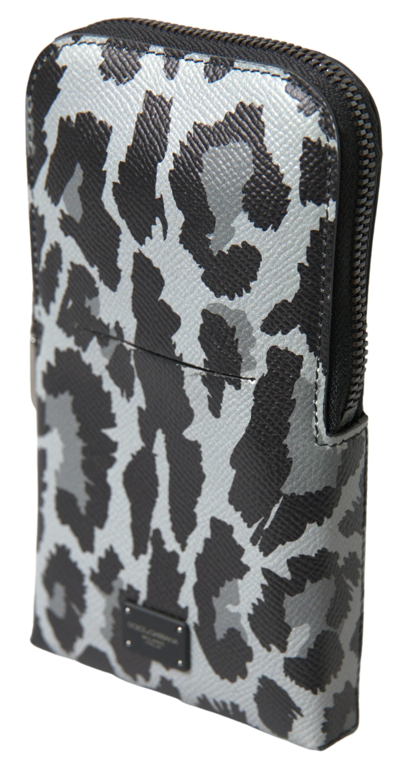 Gray Leopard Leather Men Purse Crossbody Sling Phone Bag - ventzia