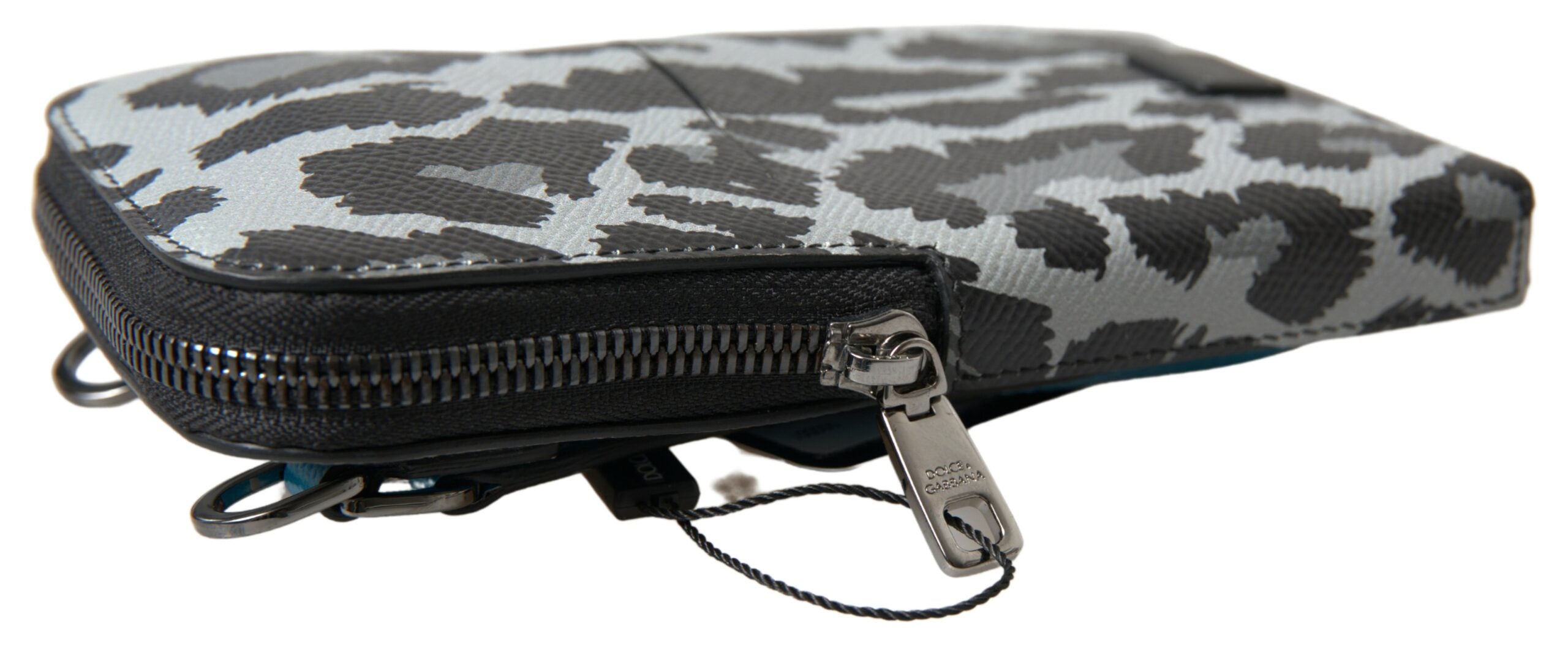 Gray Leopard Leather Men Purse Crossbody Sling Phone Bag - ventzia