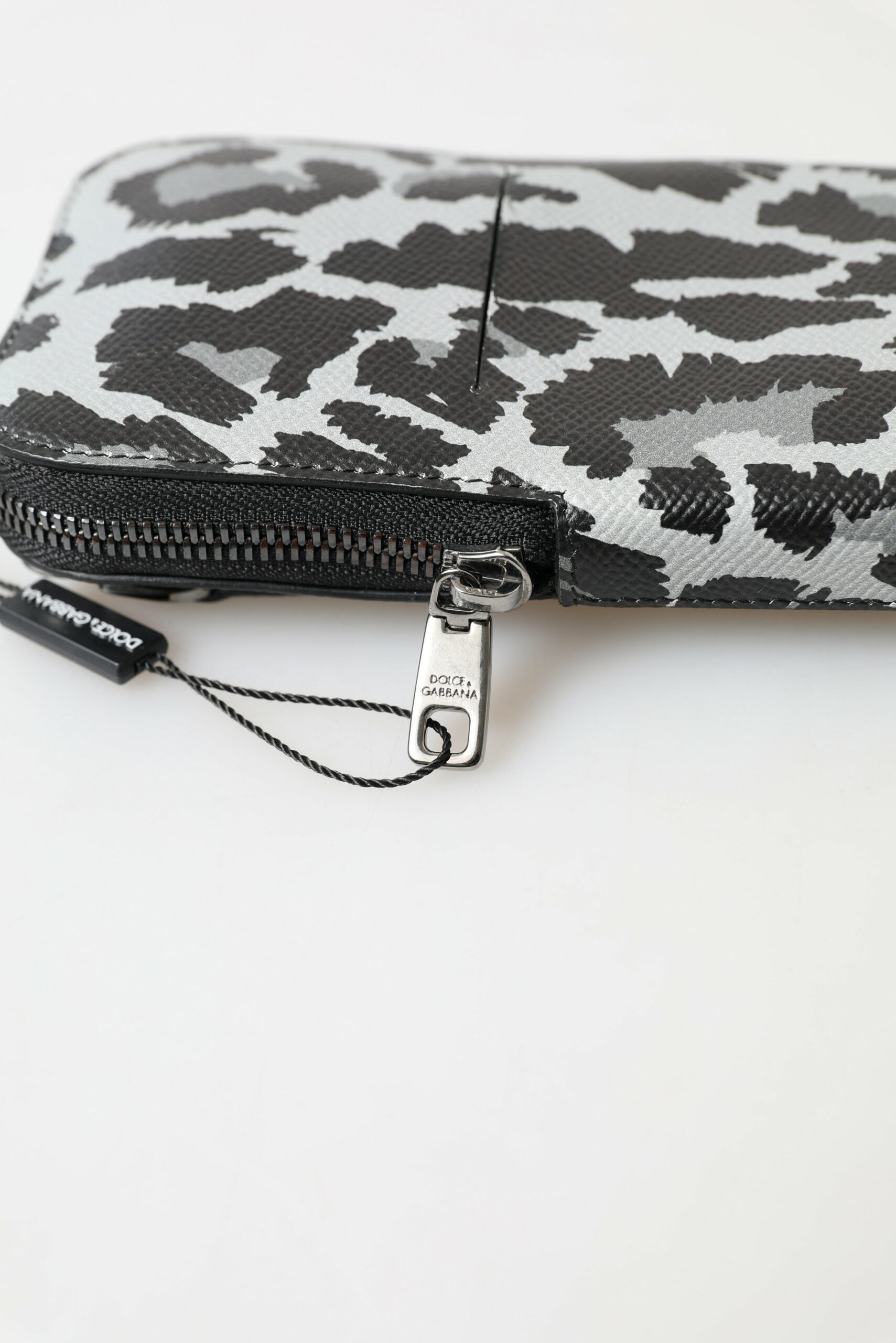 Gray Leopard Leather Men Purse Crossbody Sling Phone Bag - ventzia