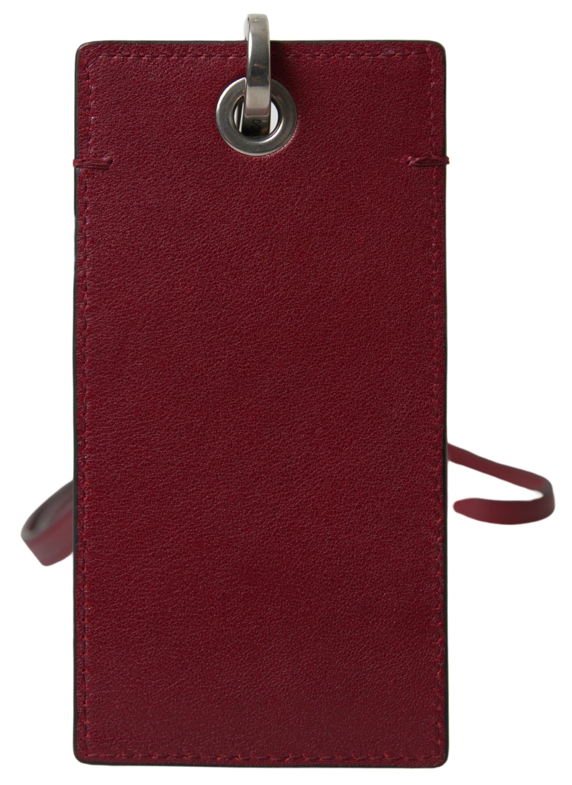 Red Leather Lanyard Logo Slim Card Holder Men Wallet - ventzia