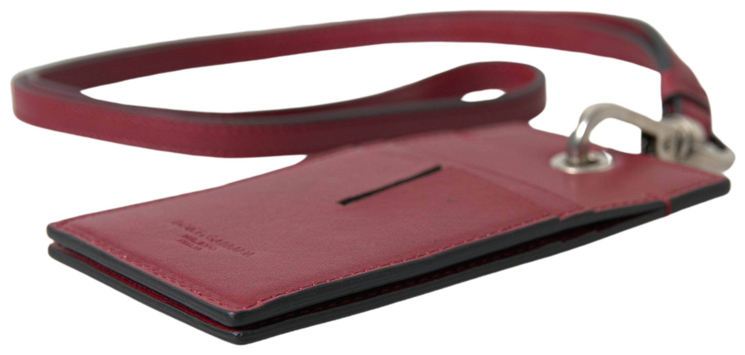 Red Leather Lanyard Logo Slim Card Holder Men Wallet - ventzia
