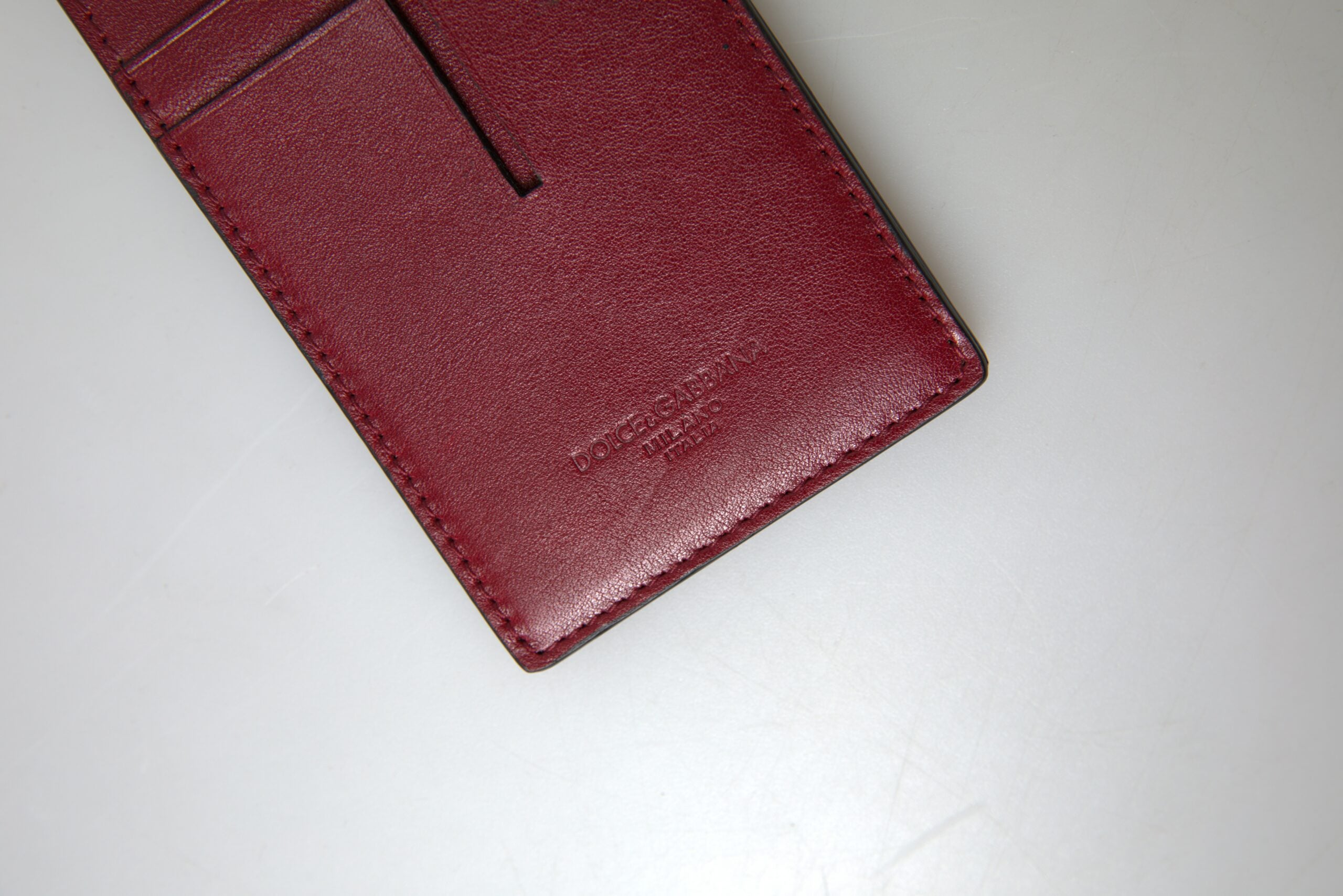 Red Leather Lanyard Logo Slim Card Holder Men Wallet - ventzia