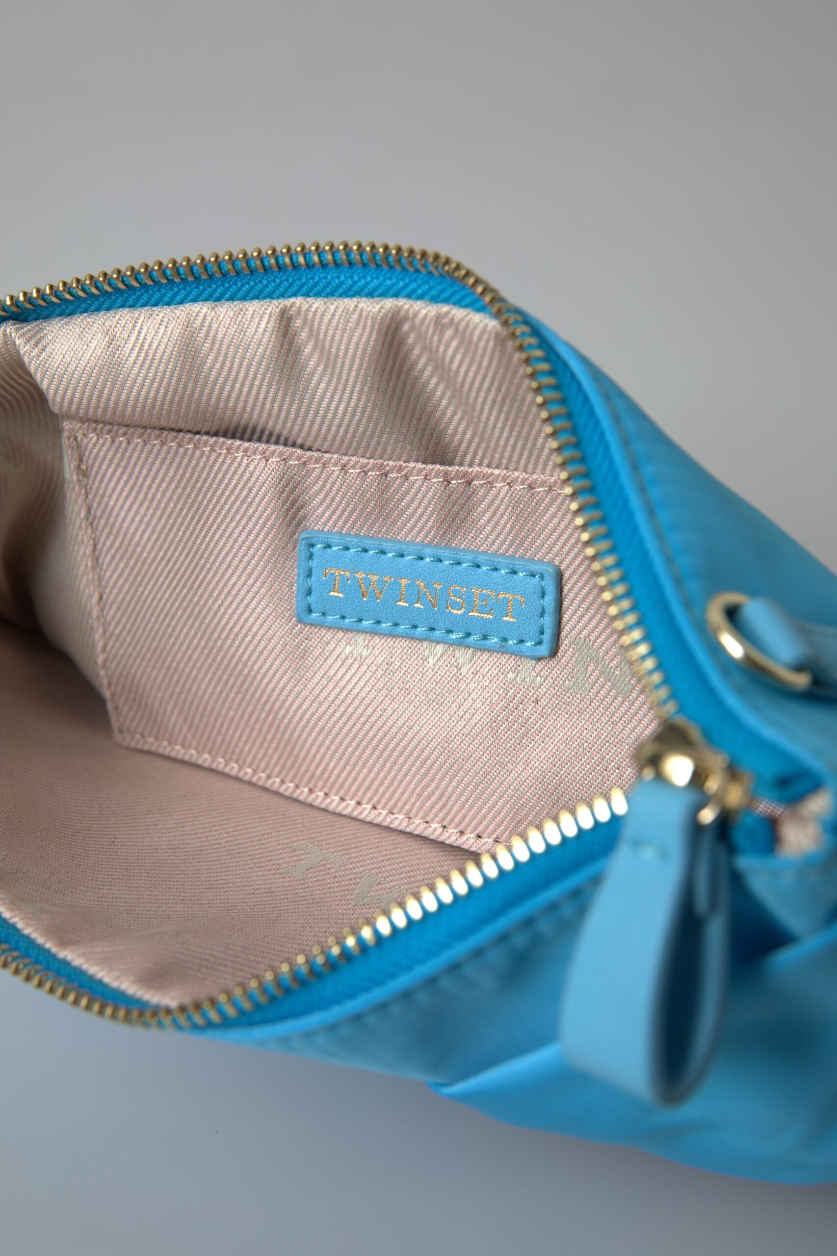 Blue Tafta Silk Large Bow Zipper Clutch Women Borse Logo Bag - ventzia