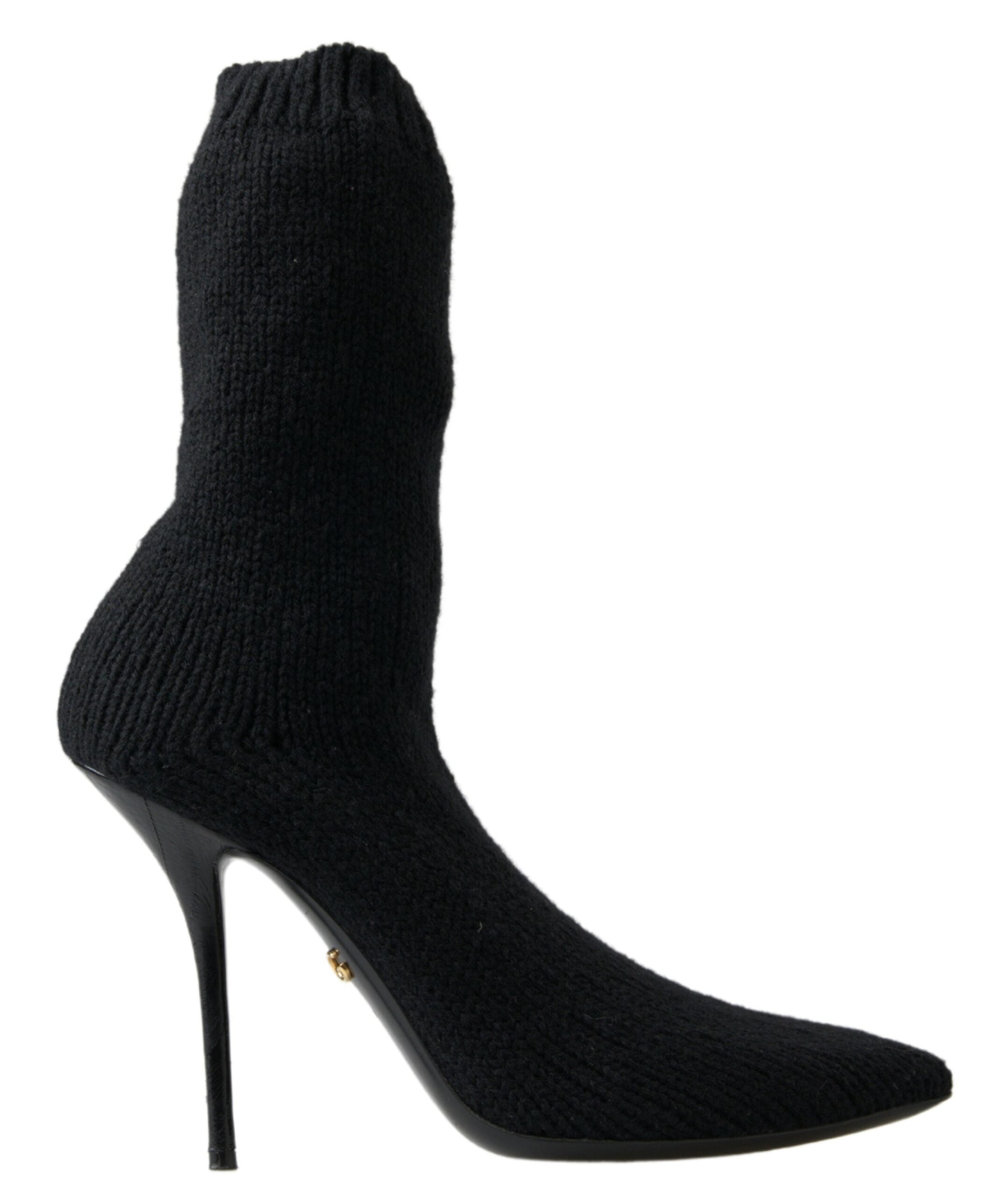 Black Stiletto Heel Mid Calf Women Boot Shoes - ventzia