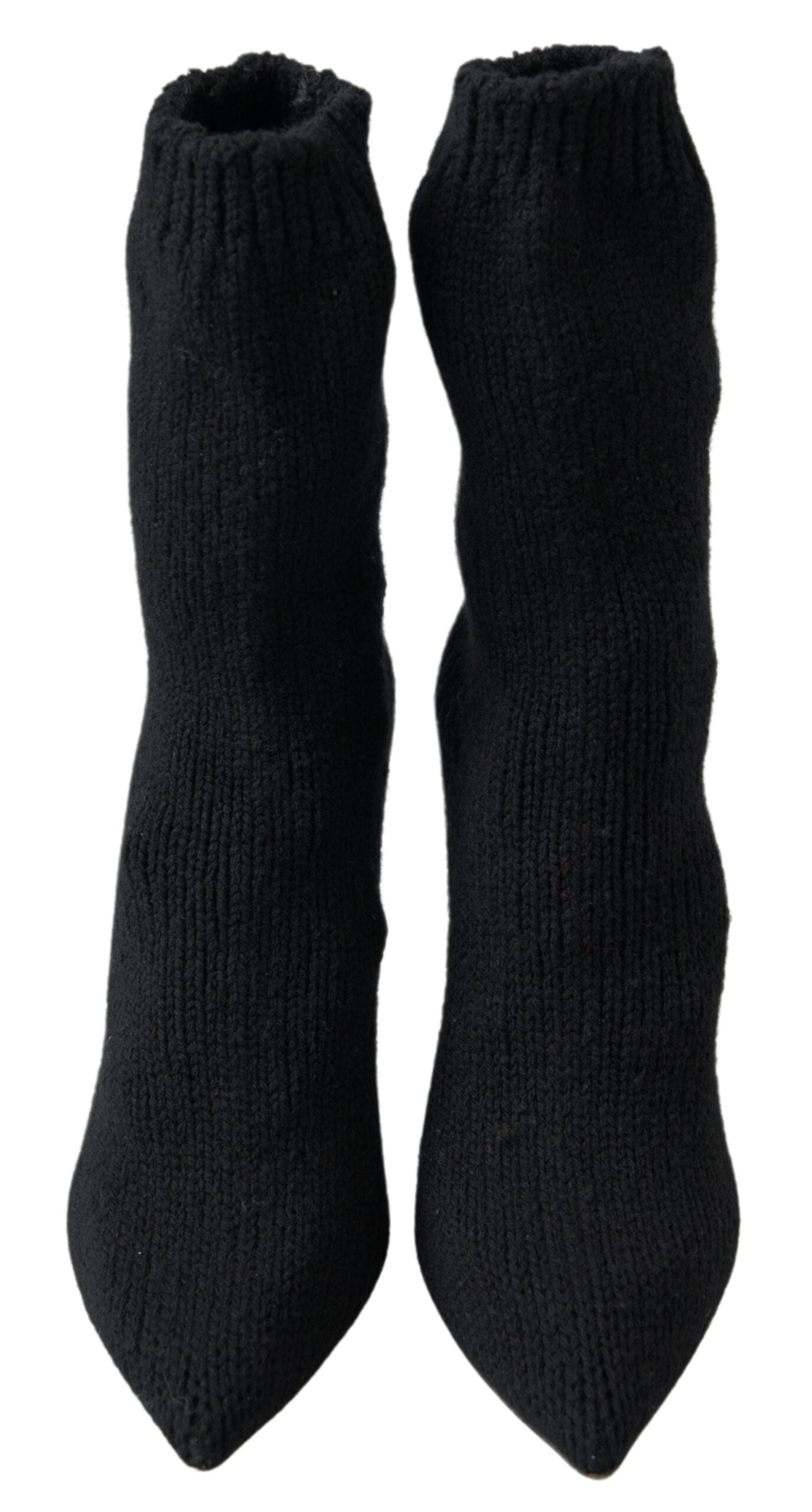 Black Stiletto Heel Mid Calf Women Boot Shoes - ventzia