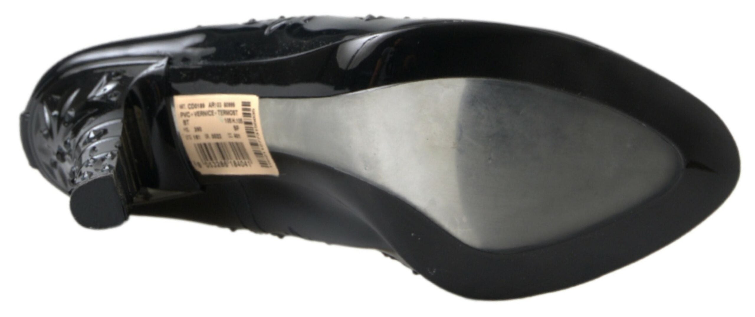 Black CINDERELLA Floral Crystal Heels Shoes - ventzia