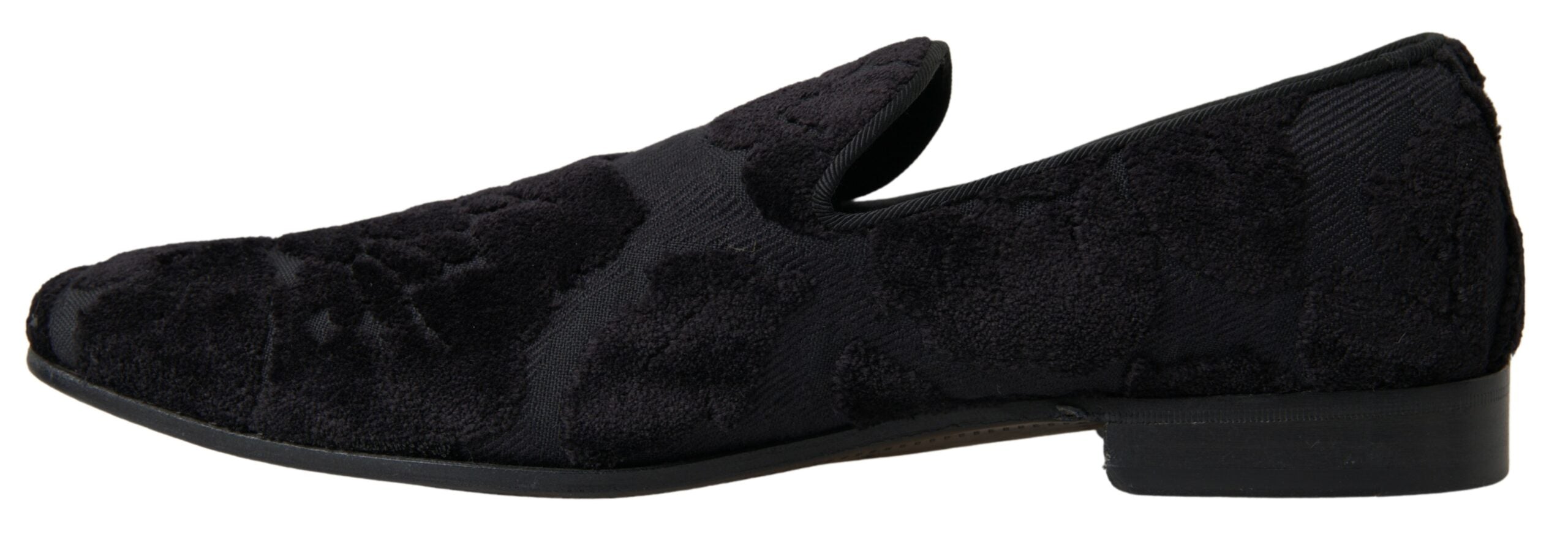 Black Brocade Loafers Formal Shoes - ventzia