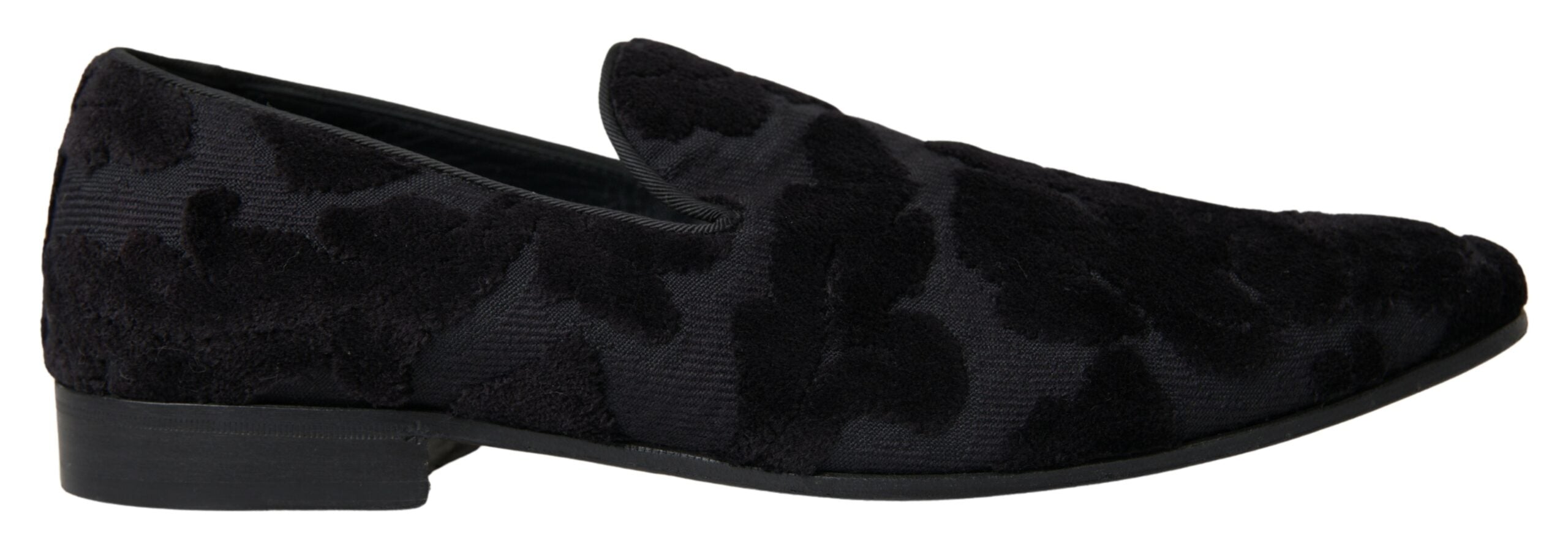 Black Brocade Loafers Formal Shoes - ventzia