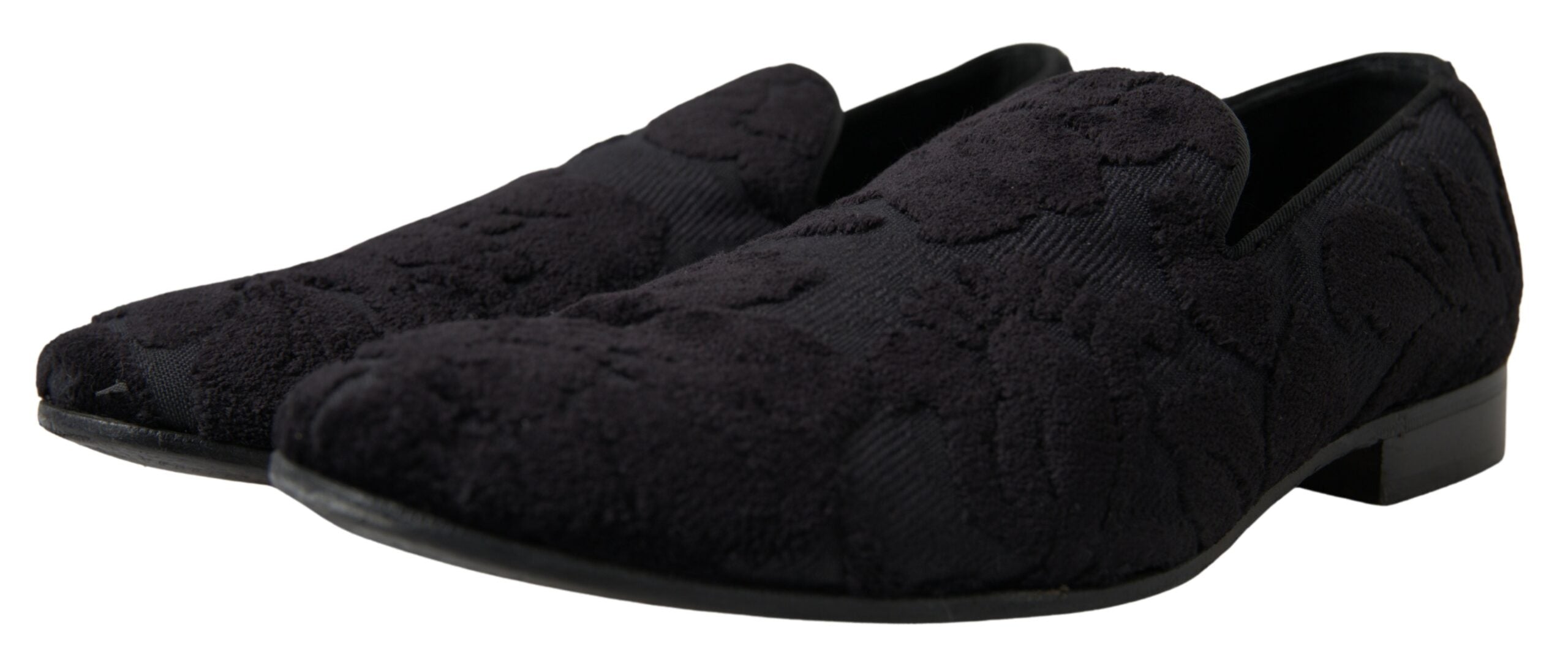 Black Brocade Loafers Formal Shoes - ventzia