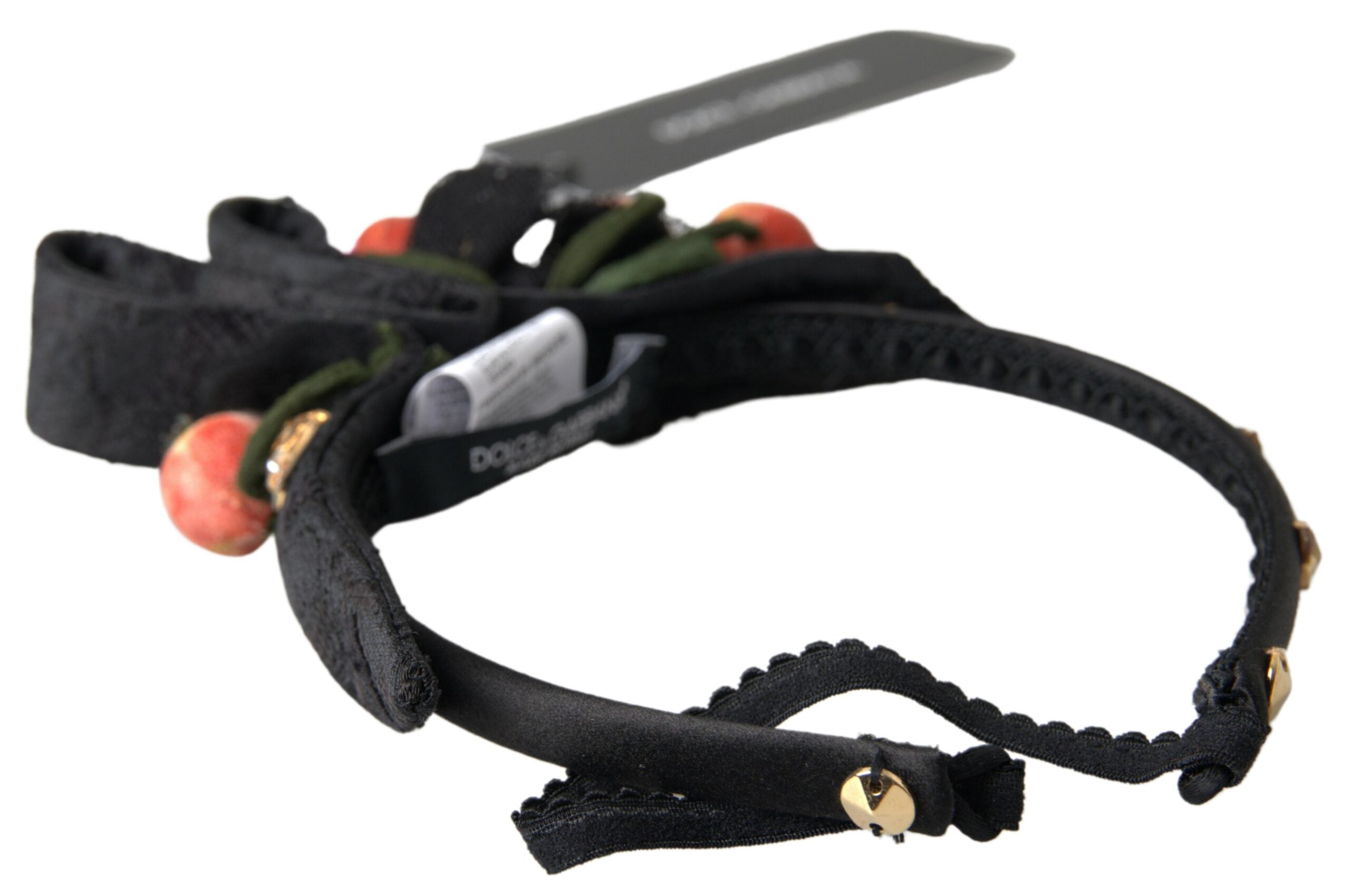 Black with multicolor Fig Fruit Crystal Tiara Diadem Headband - ventzia