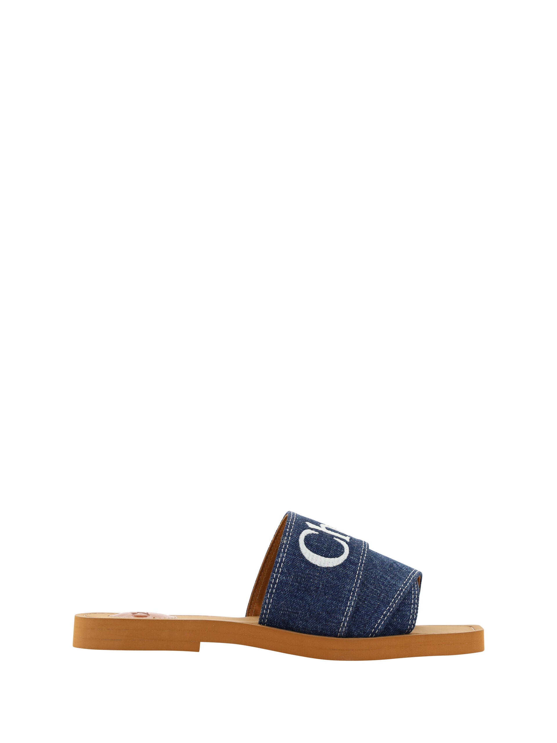 Sumptuous Cotton Woody Slide Sandals in Denim Blue - ventzia