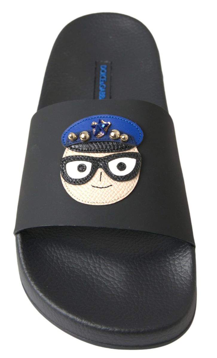 Black Slides Sandals Beach Saint Barth Shoes - ventzia