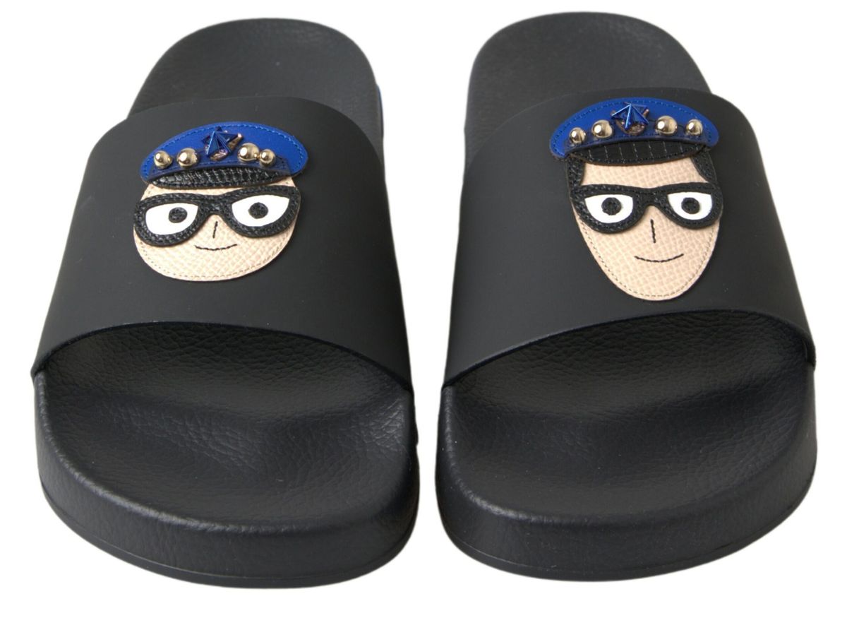 Black Slides Sandals Beach Saint Barth Shoes - ventzia
