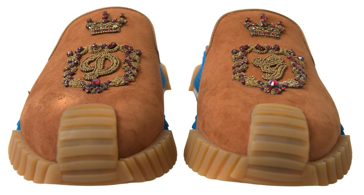 Brown Suede Crown Logo NS1 Slides Sandals - ventzia