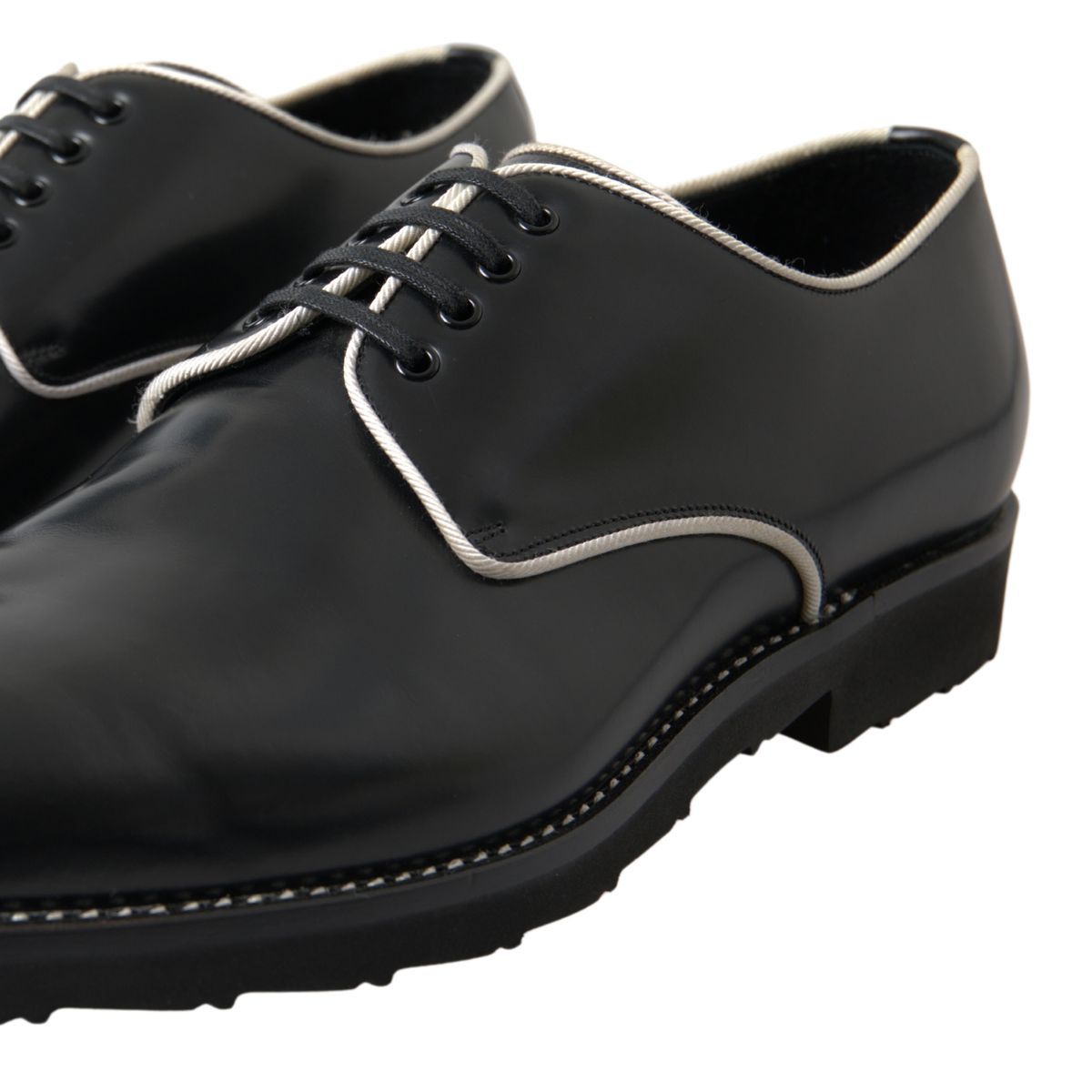 Black White Leather Formal Shoes - ventzia
