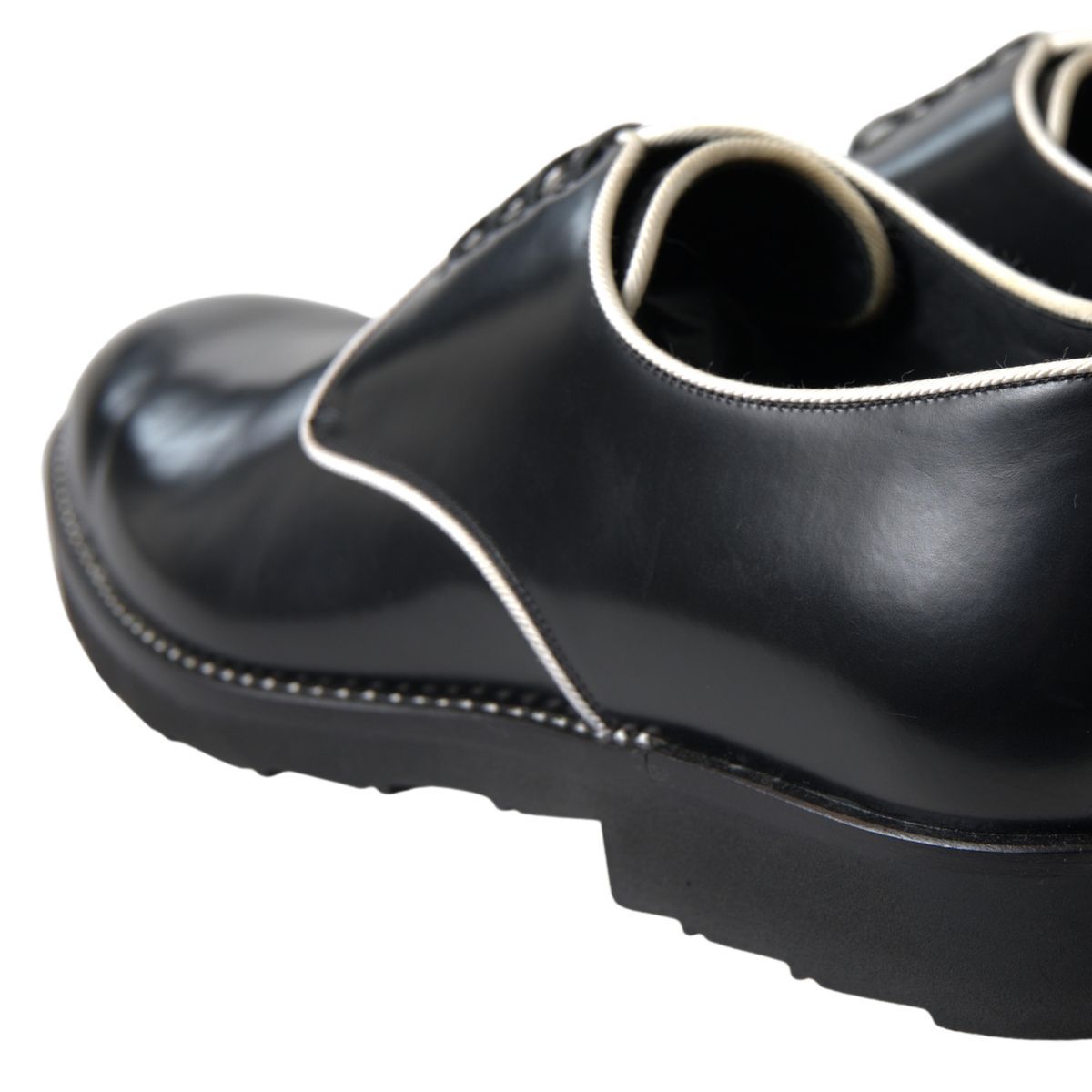 Black White Leather Formal Shoes - ventzia
