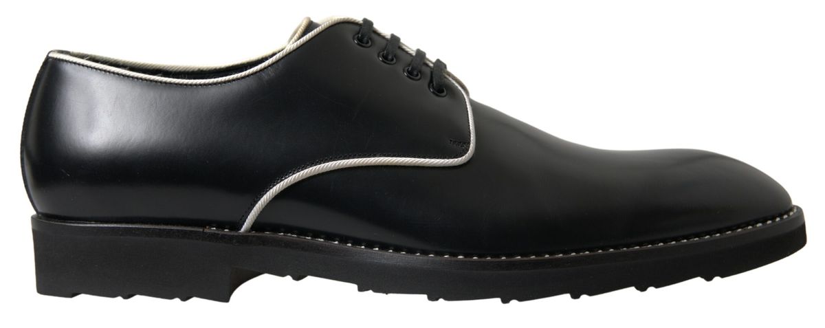 Black White Leather Formal Shoes - ventzia