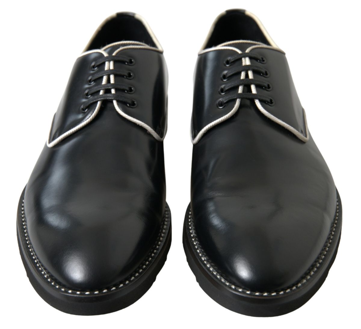Black White Leather Formal Shoes - ventzia