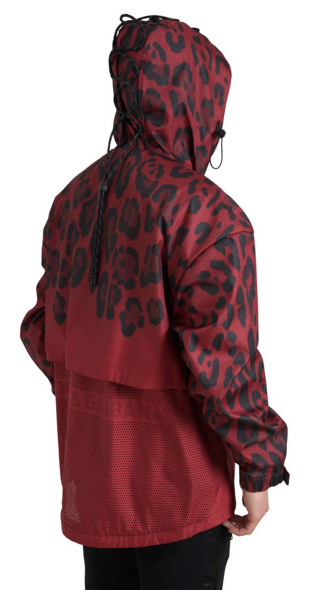 Red Leopard Hooded Rain Coat Jacket - ventzia
