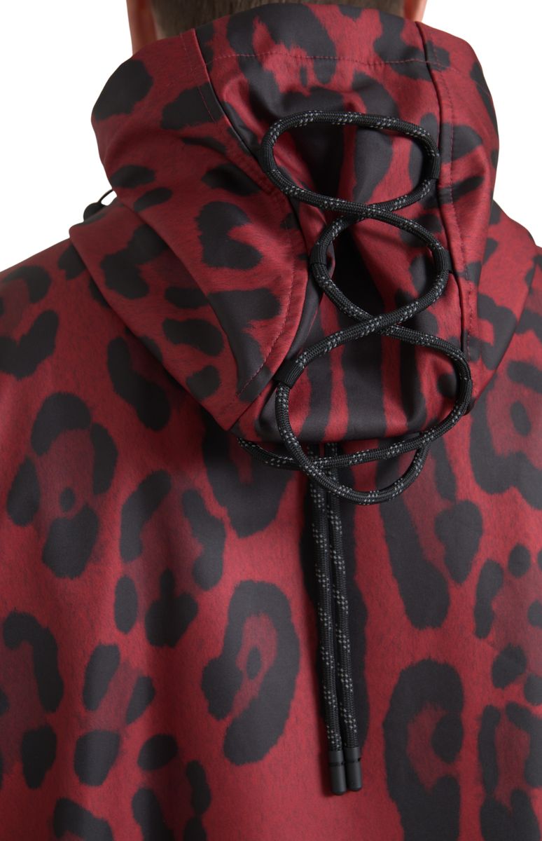 Red Leopard Hooded Rain Coat Jacket - ventzia