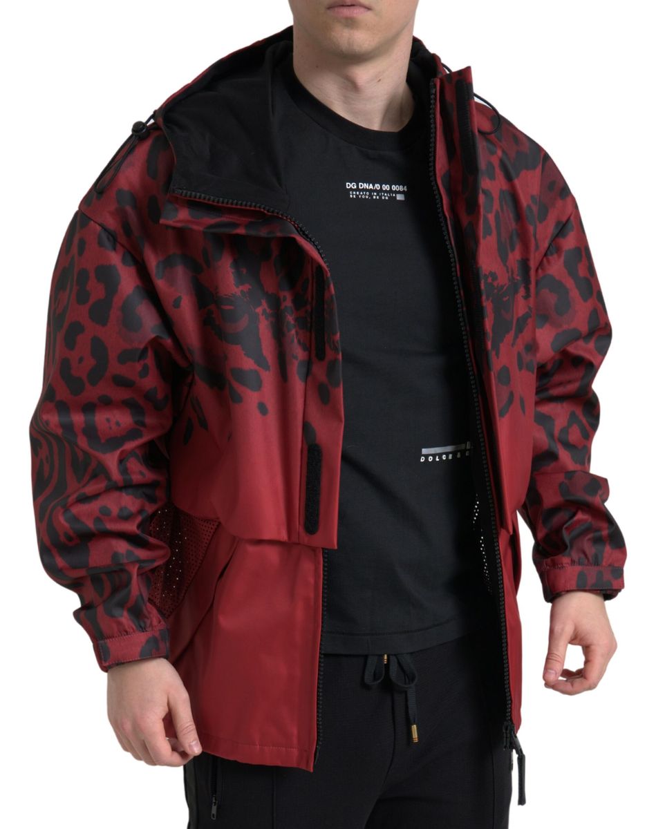 Red Leopard Hooded Rain Coat Jacket - ventzia
