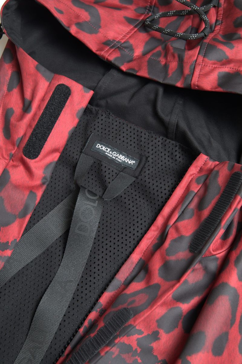 Red Leopard Hooded Rain Coat Jacket - ventzia