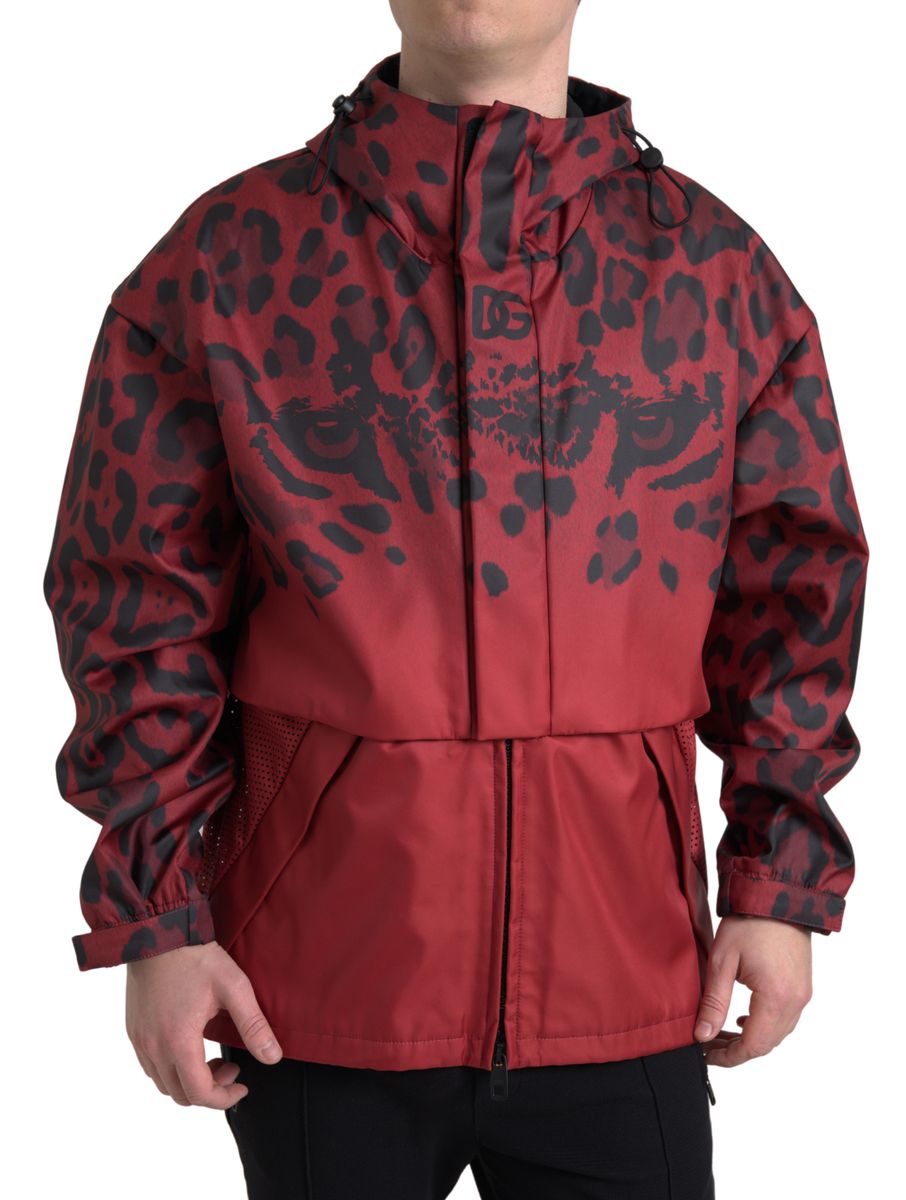 Red Leopard Hooded Rain Coat Jacket - ventzia