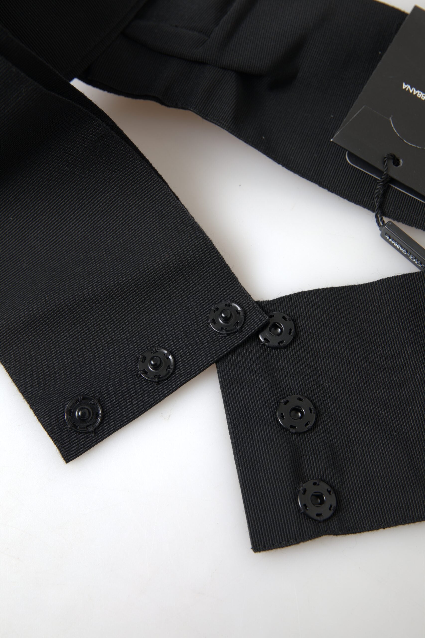 Black Crystal Brass Wide Waist Runway Belt - ventzia