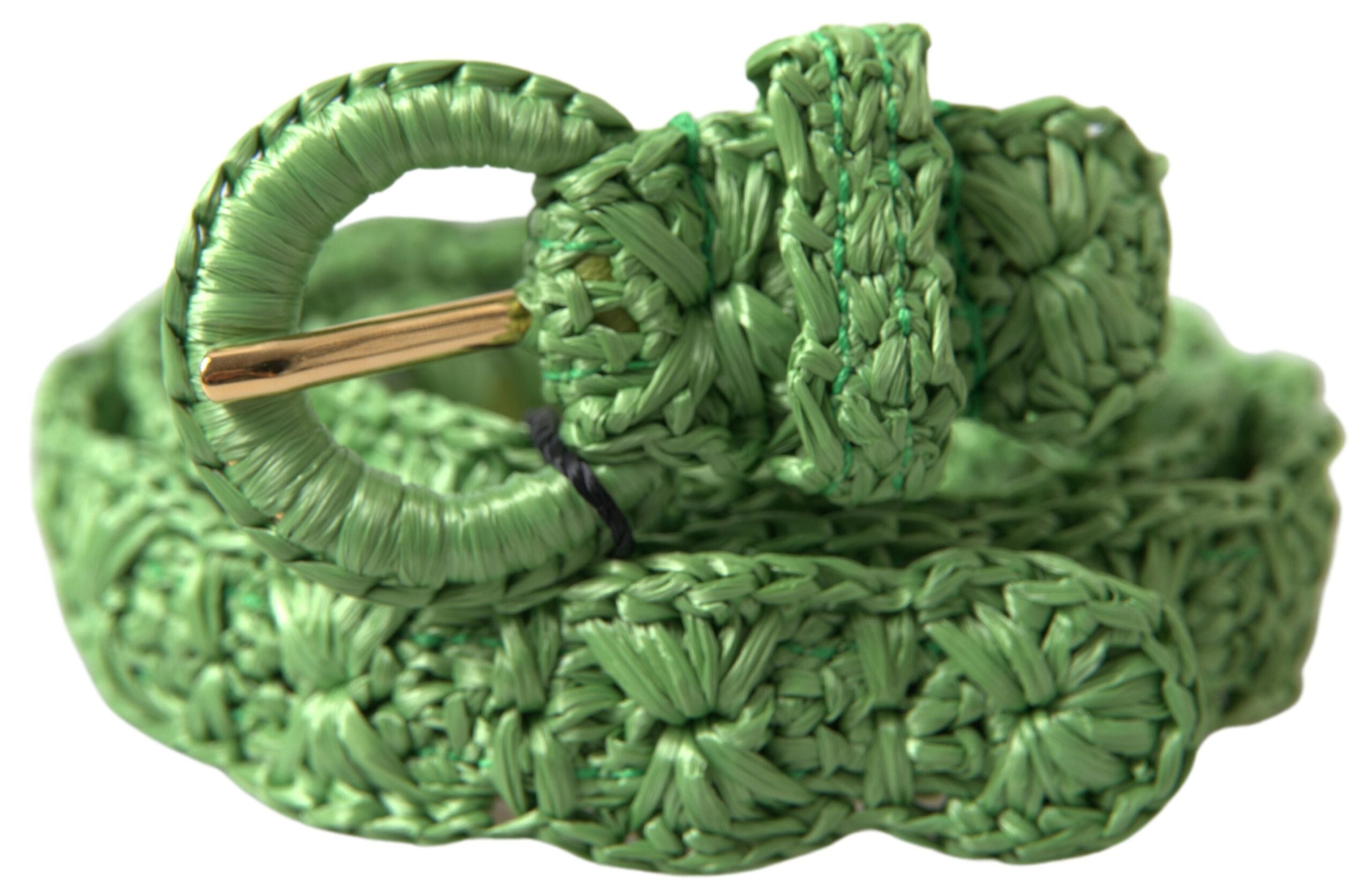 Green Viscose Weaved Skinny Waist Belt - ventzia