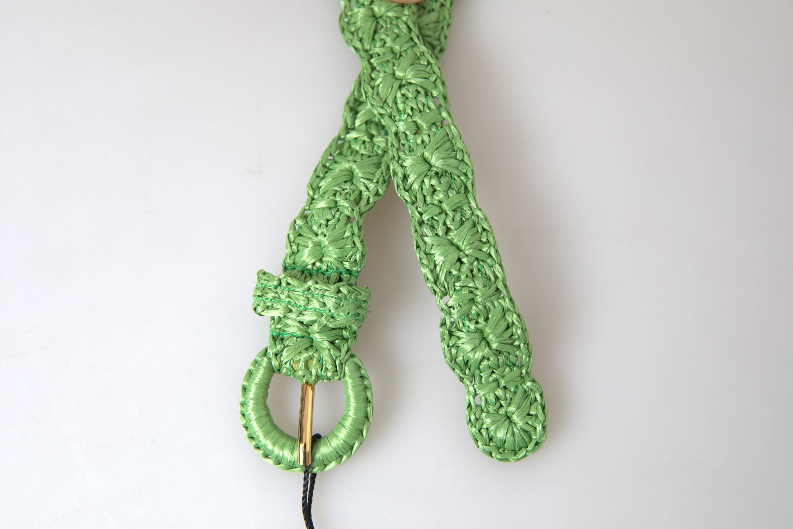 Green Viscose Weaved Skinny Waist Belt - ventzia